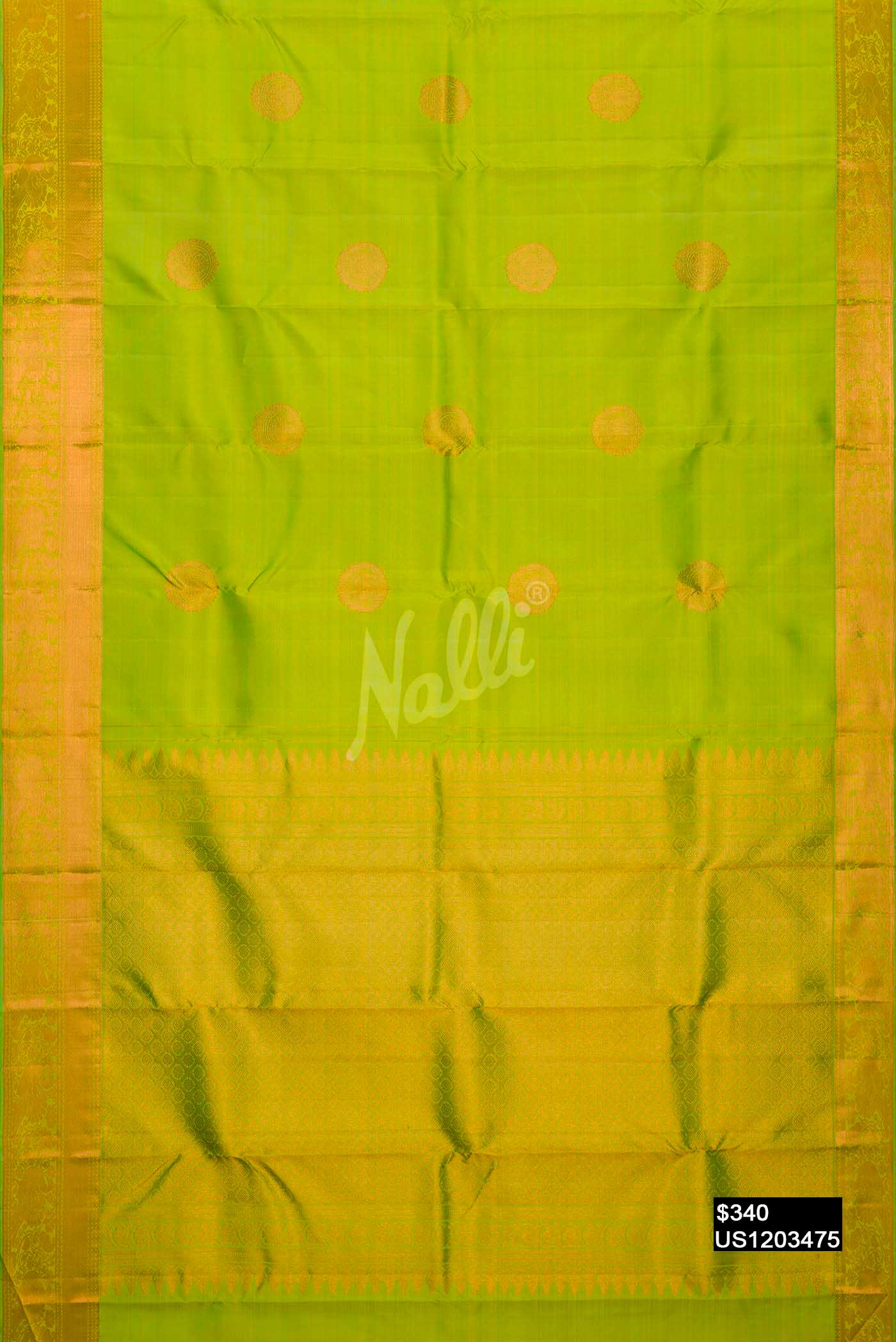 Parrot Green Kanchipuram Silk Saree