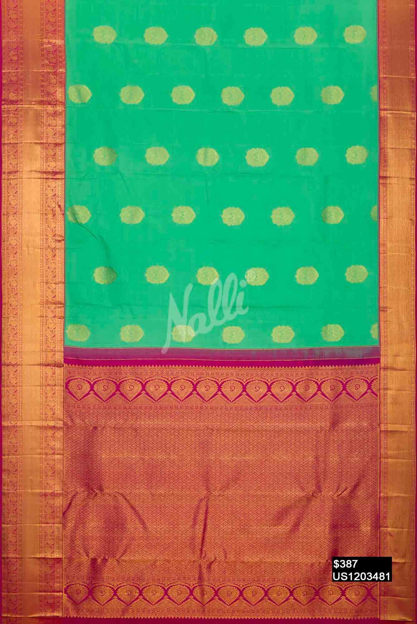 Sea Green Kanchipuram Silk Saree