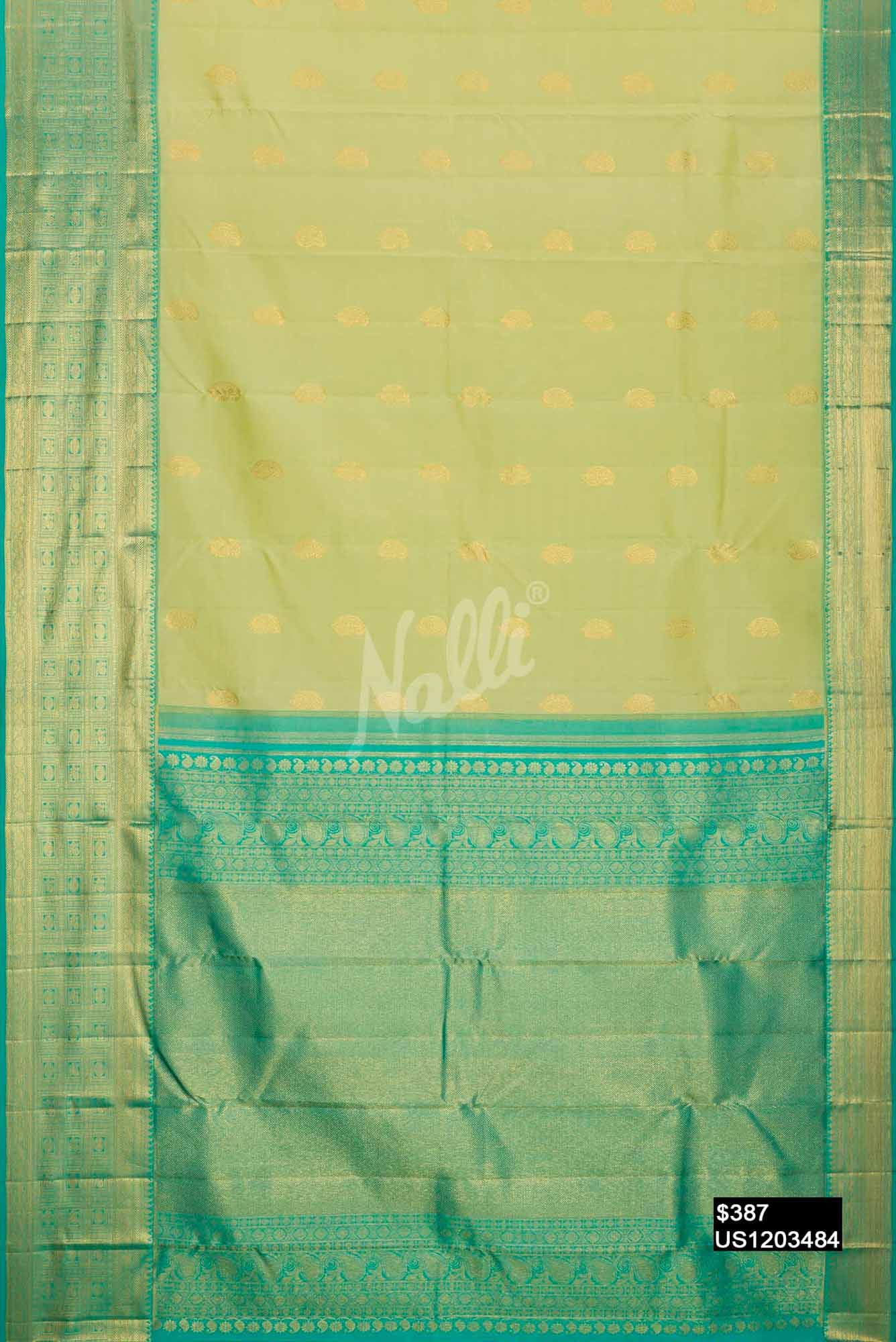 Pista Green Kanchipuram Silk Saree