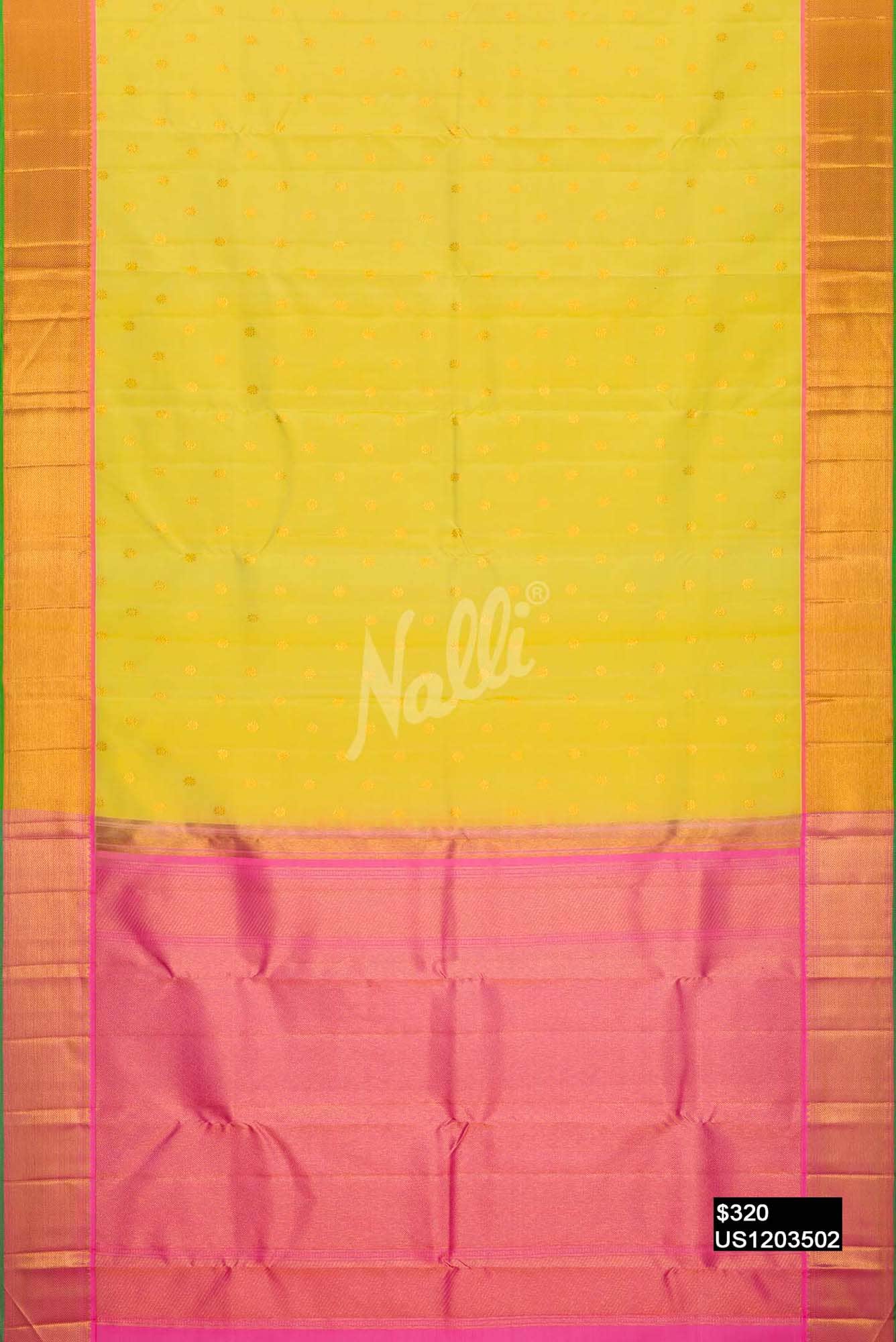 Lemon Yellow Kanchipuram Silk Saree