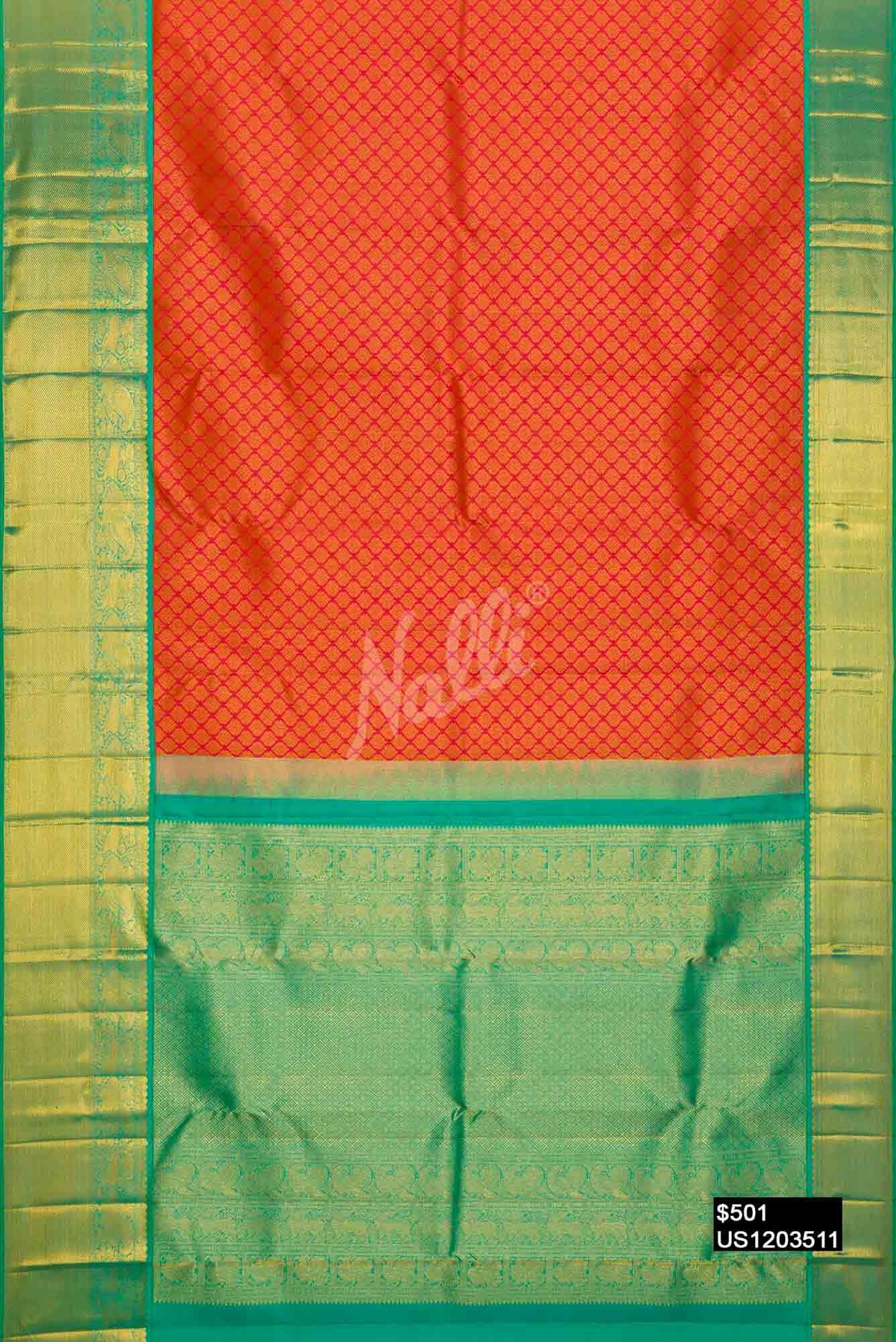 Orange Kanchipuram Silk Saree