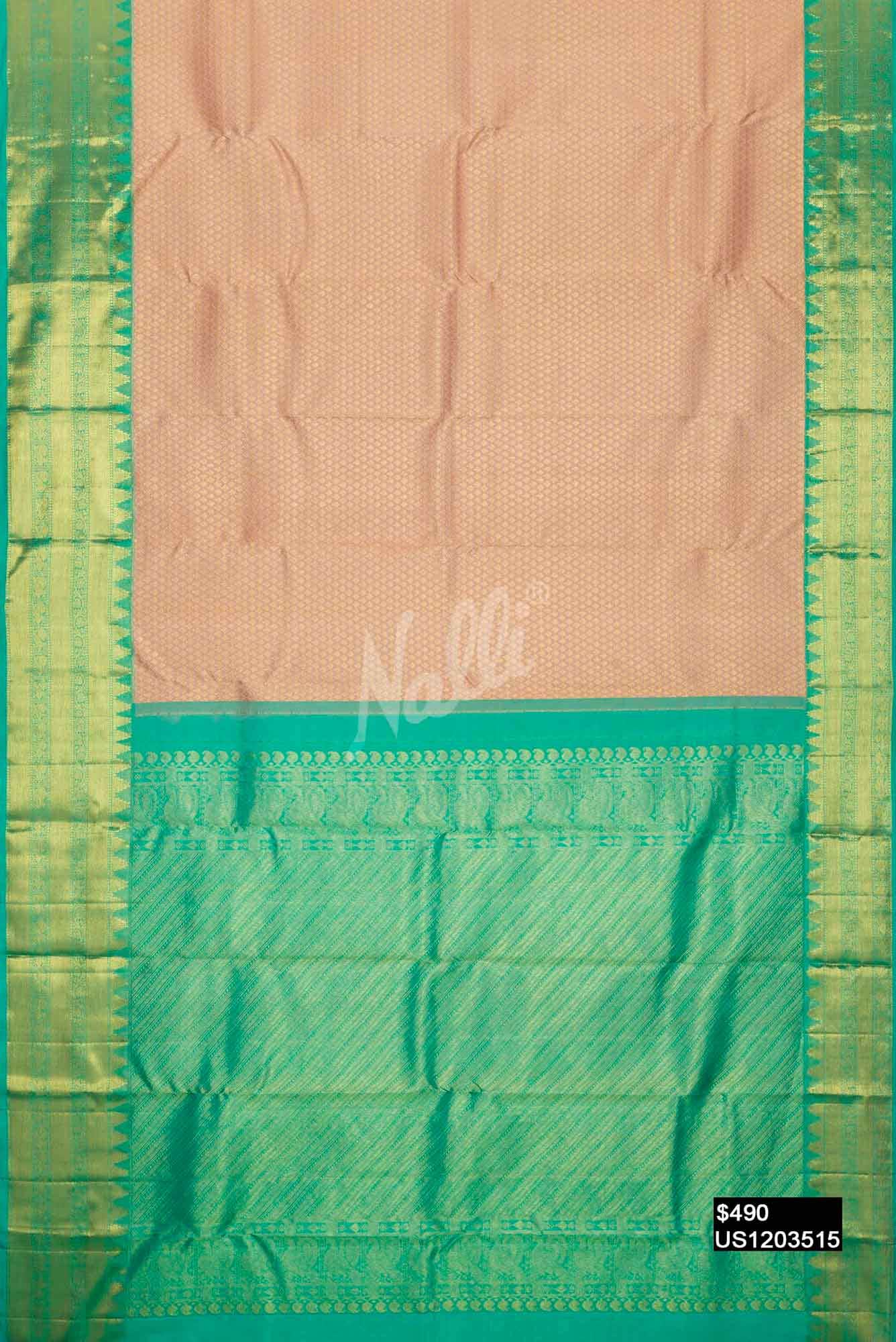 Rose Gold Kanchipuram Silk Saree