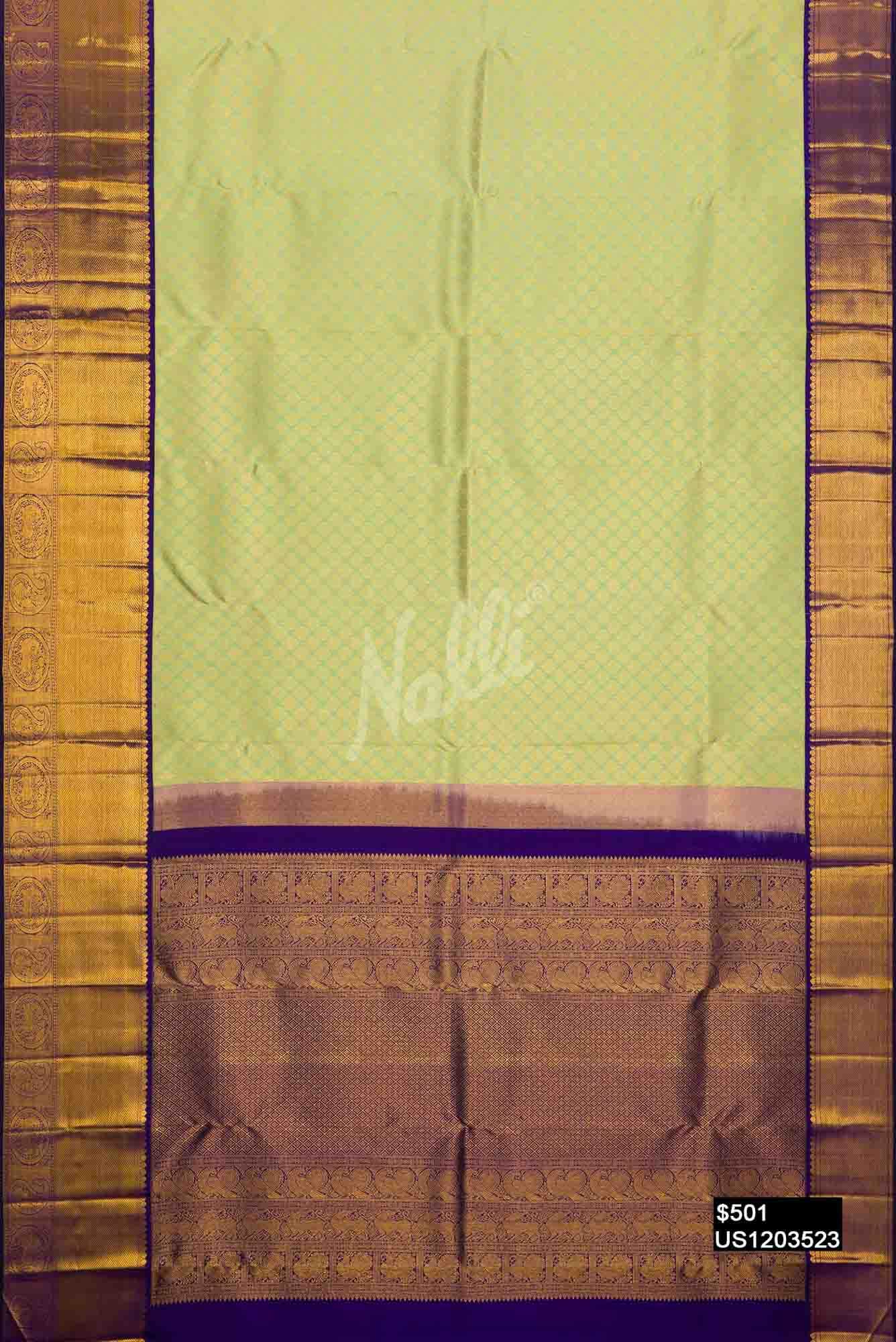 Pista Green Kanchipuram Silk Saree