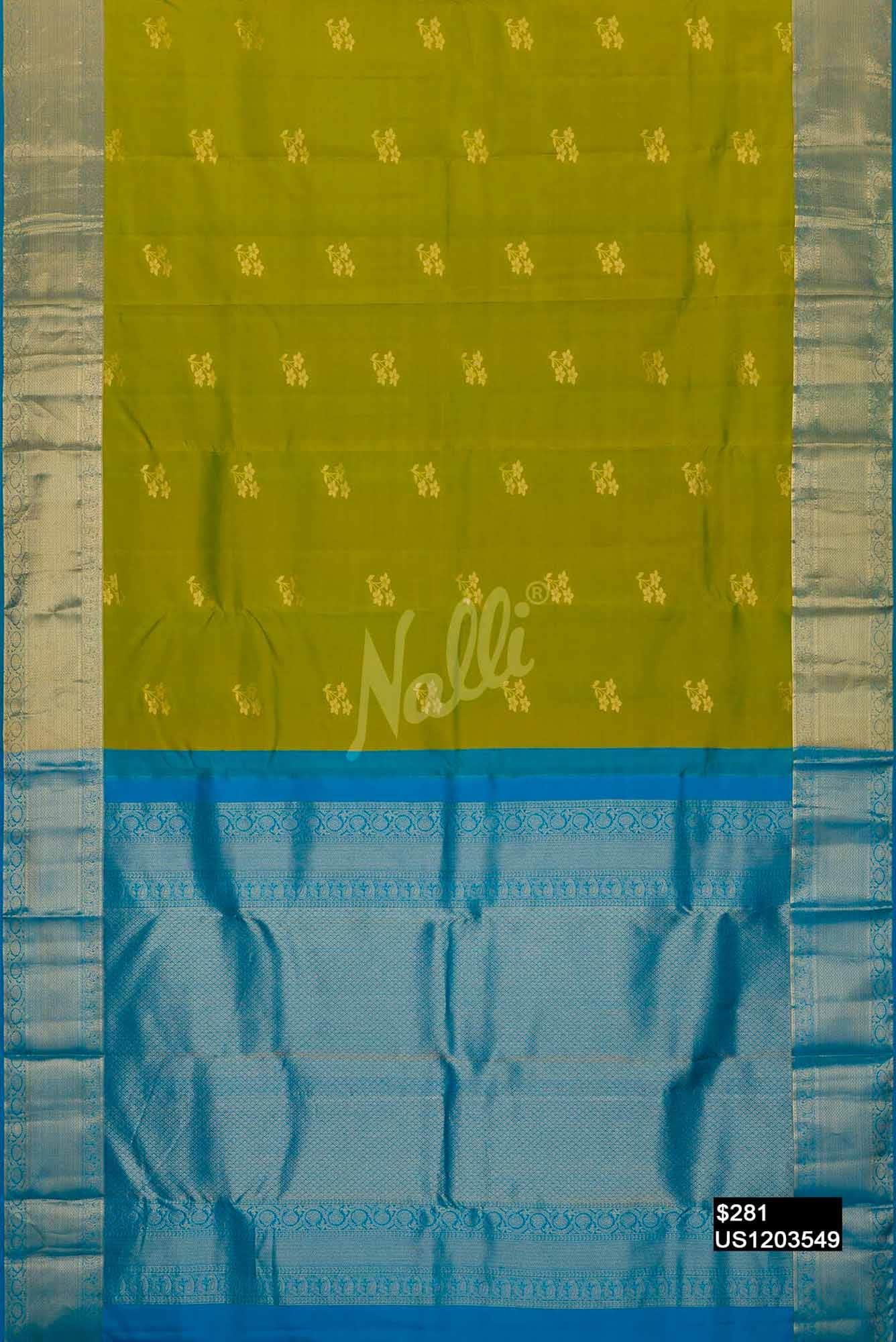 Parrot Green Kanchipuram Silk Saree