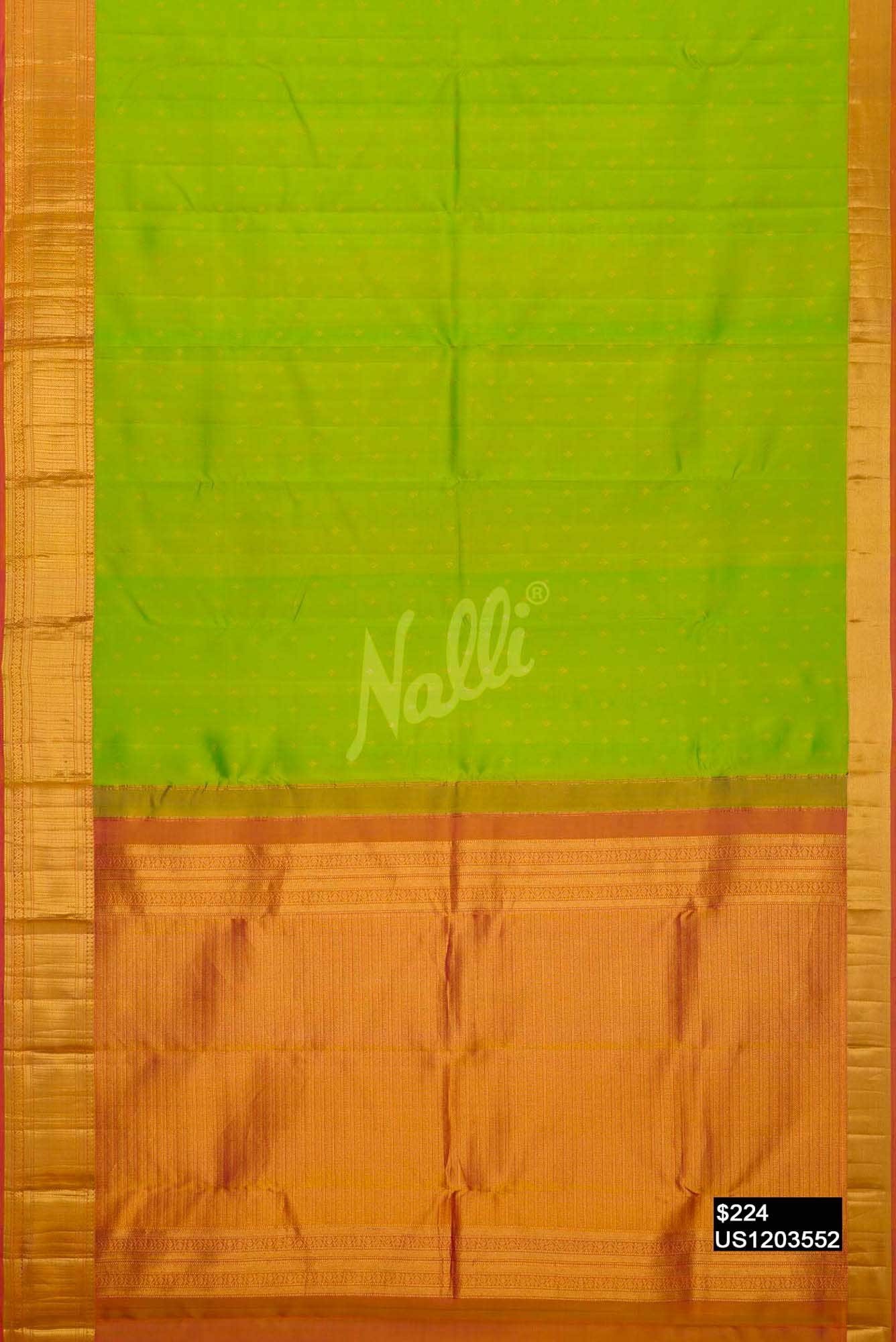 Parrot Green Kanchipuram Silk Saree