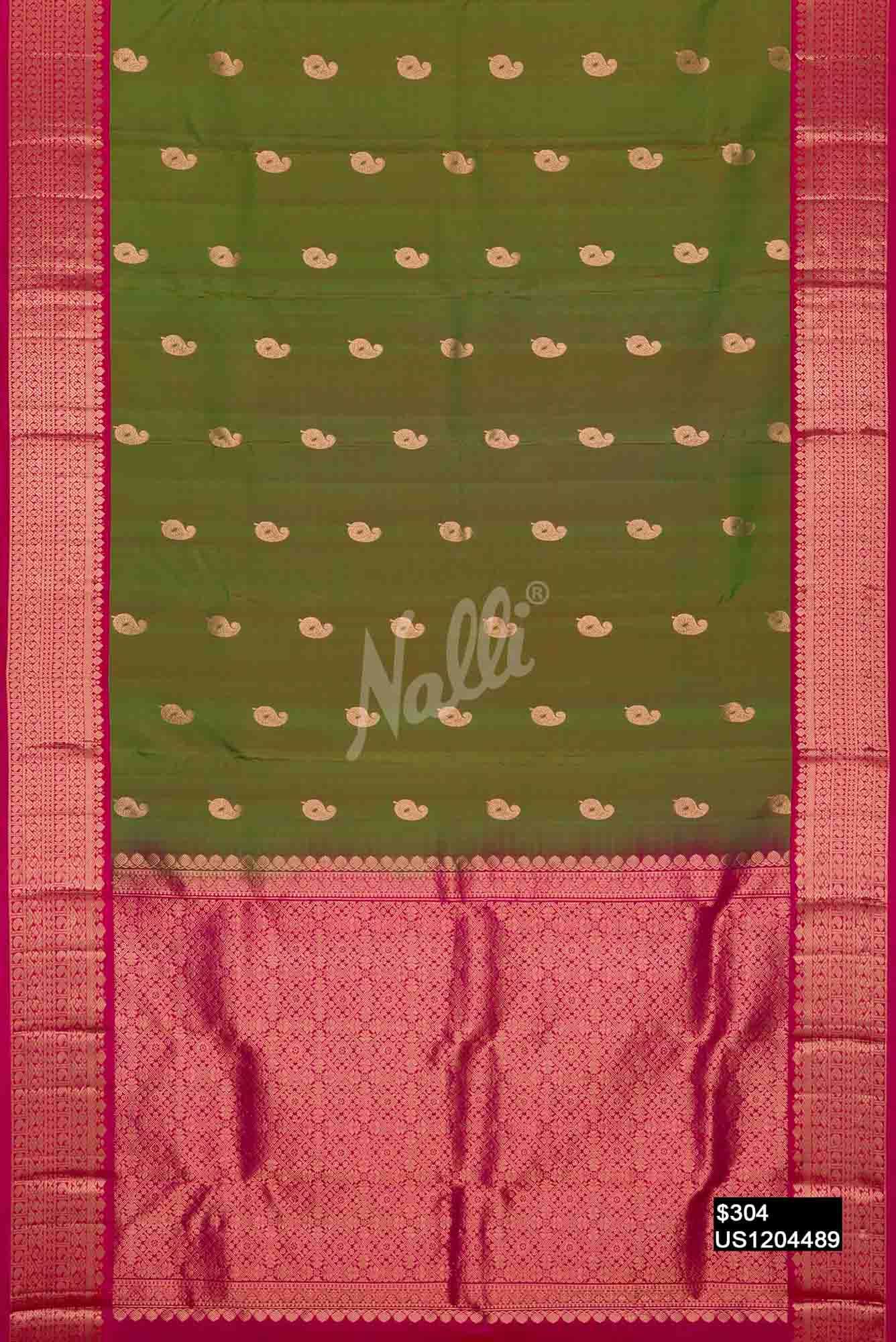 Mehandi Green Kanchipuram Silk Saree