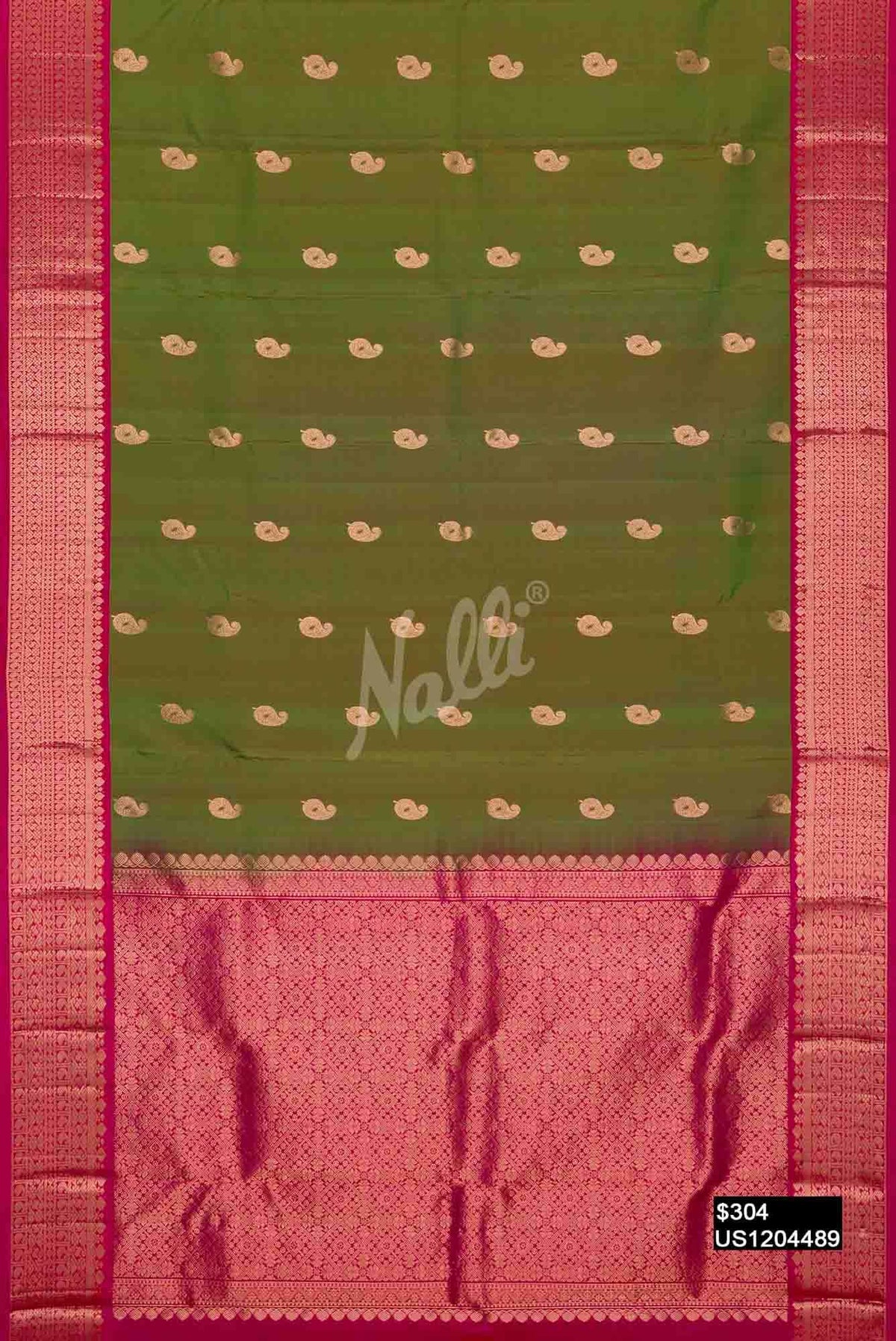 Mehandi Green Kanchipuram Silk Saree