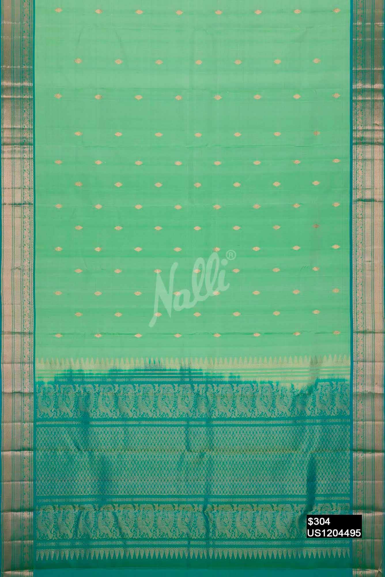 Sea Green Kanchipuram Silk Saree