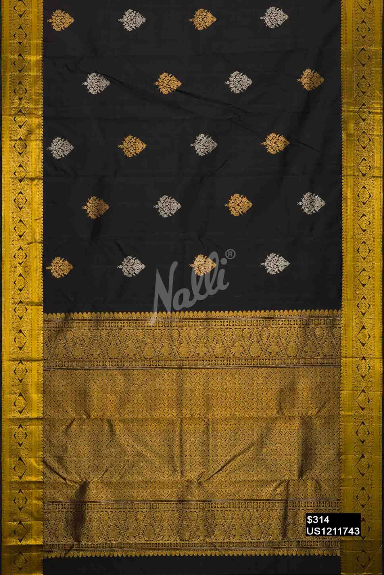 Black Kanchipuram Silk Saree