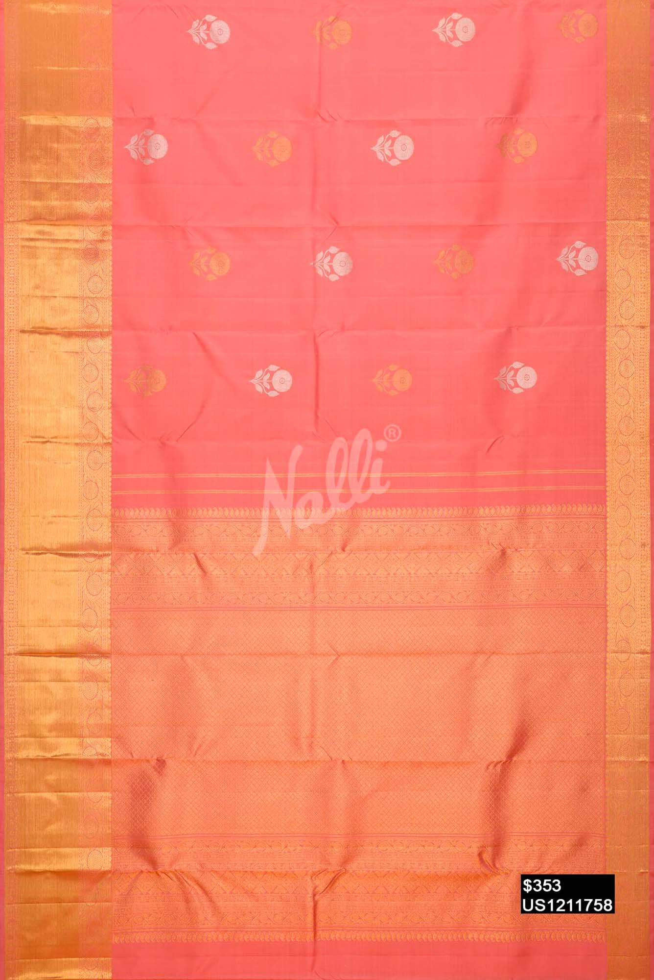 Peach Kanchipuram Silk Saree
