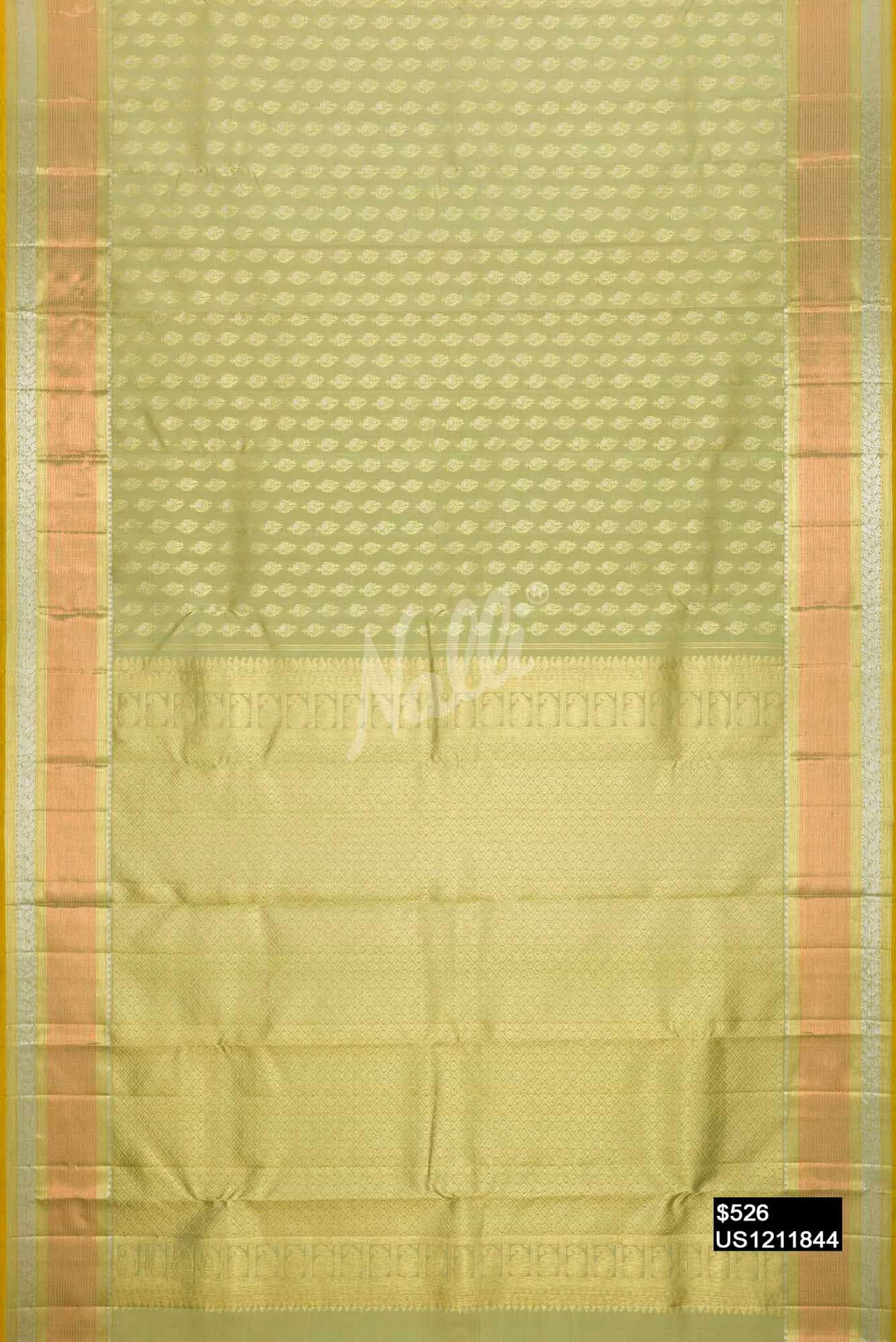Pista Green Kanchipuram Silk Saree