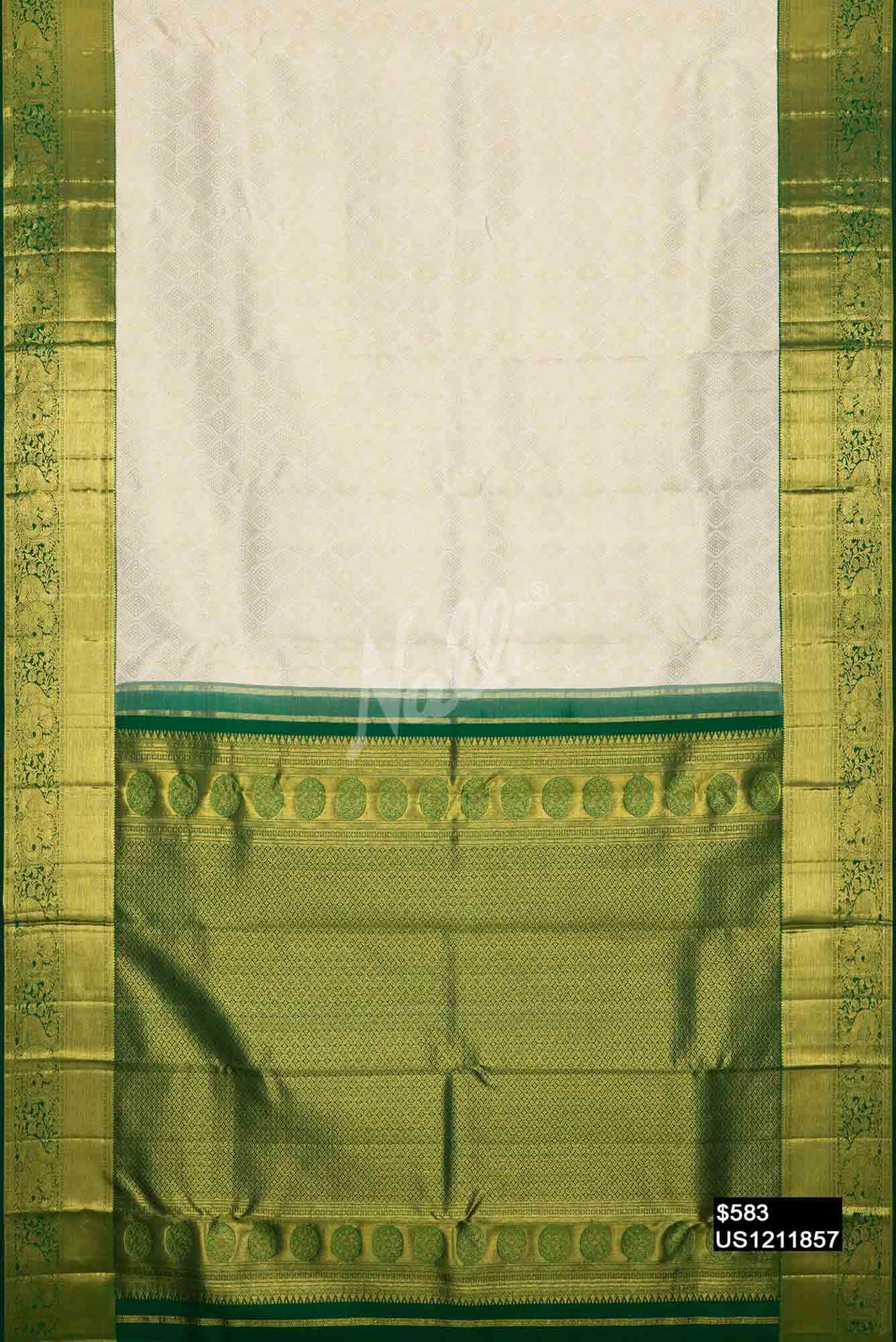 Off White Kanchipuram Silk Saree