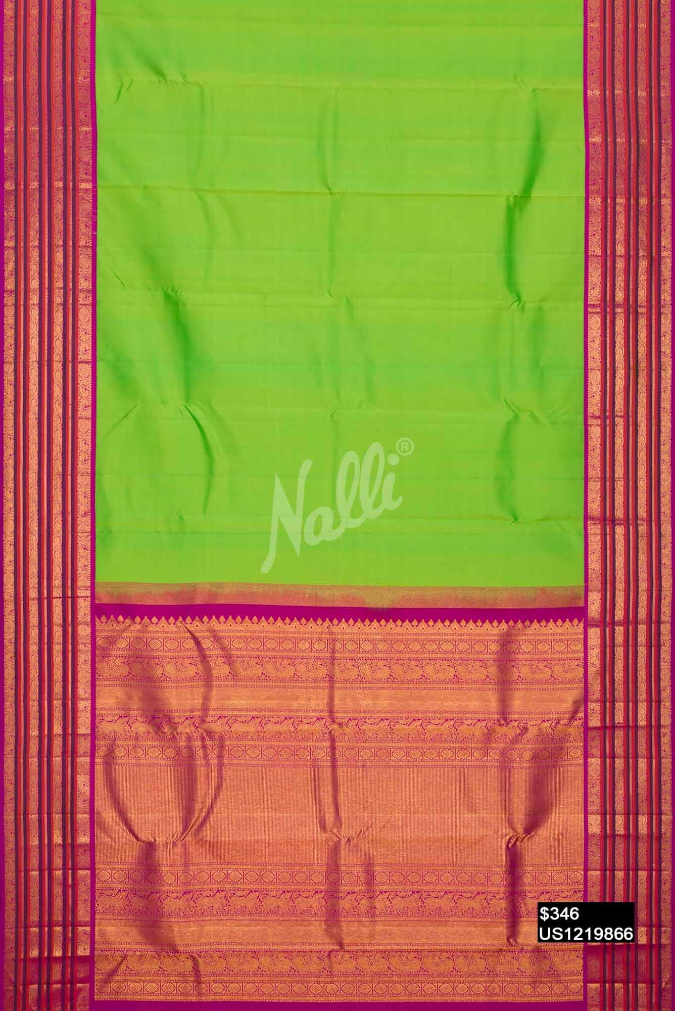 Parrot Green Kanchipuram Silk Saree