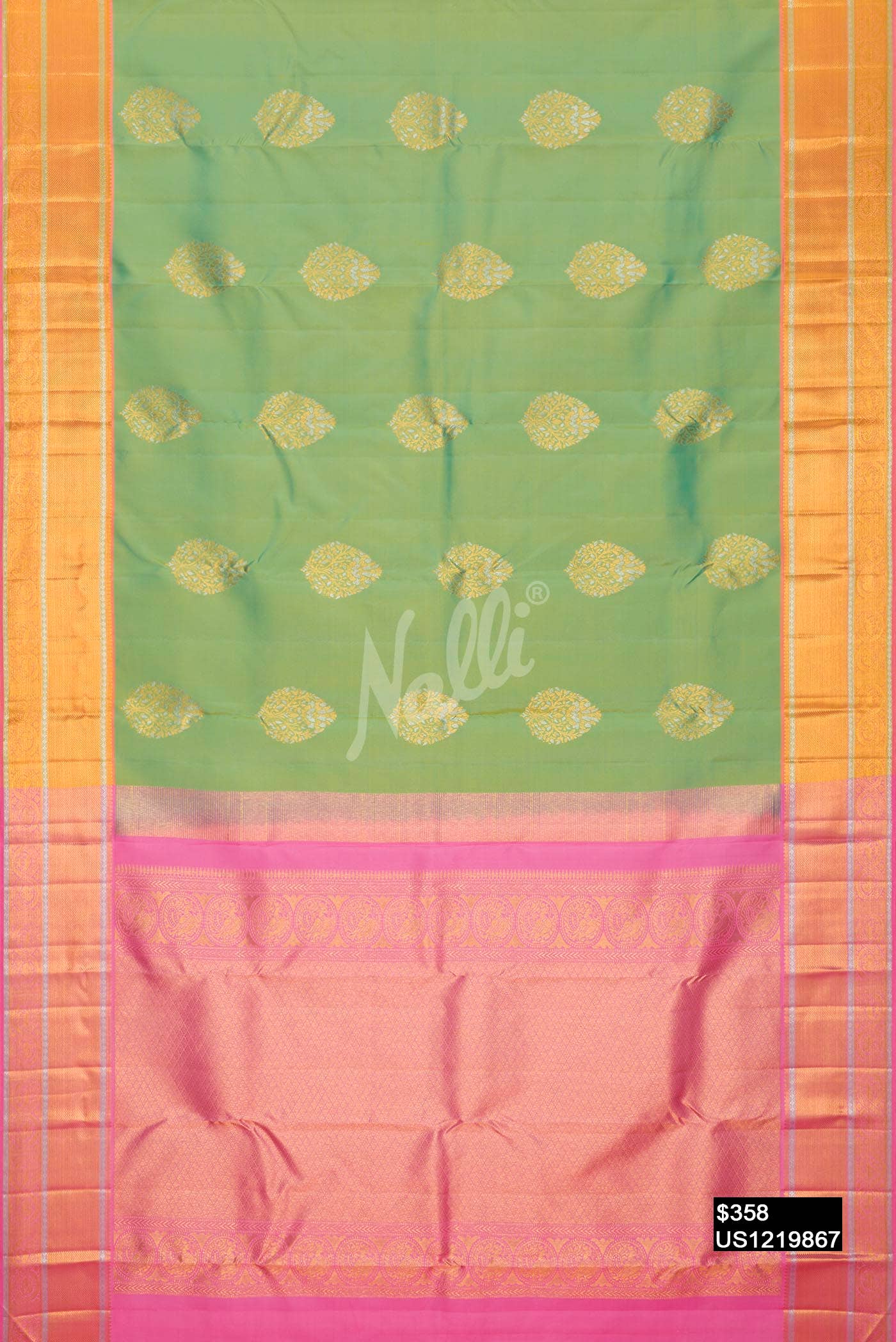 Sea Green Kanchipuram Silk Saree