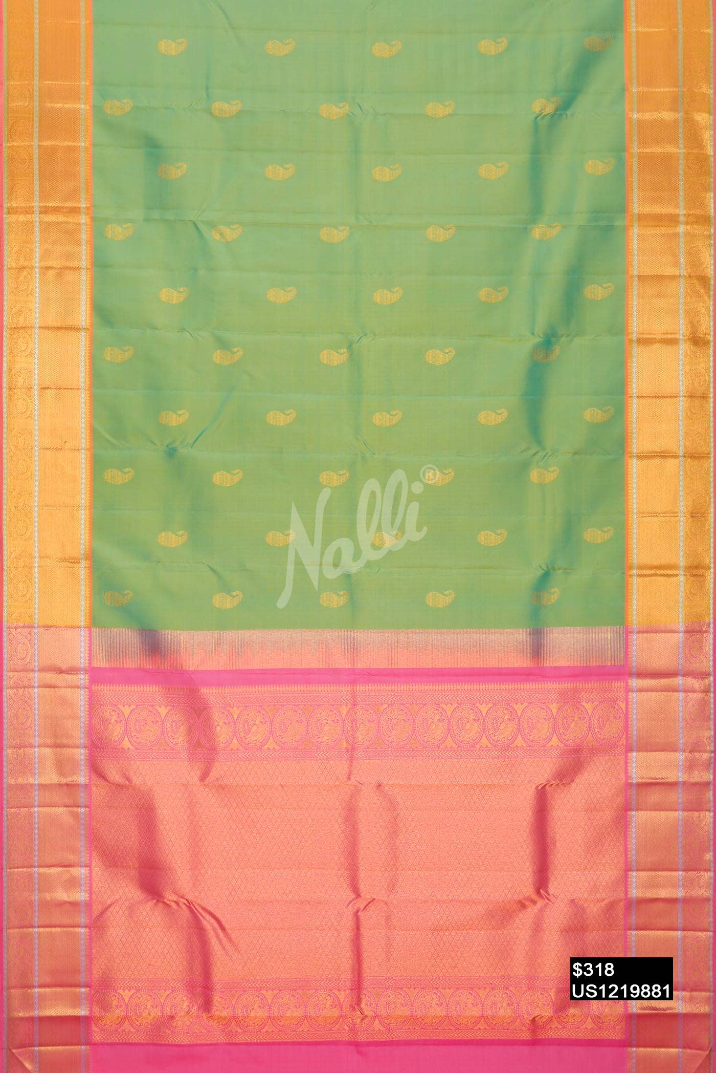 Sea Green Kanchipuram Silk Saree