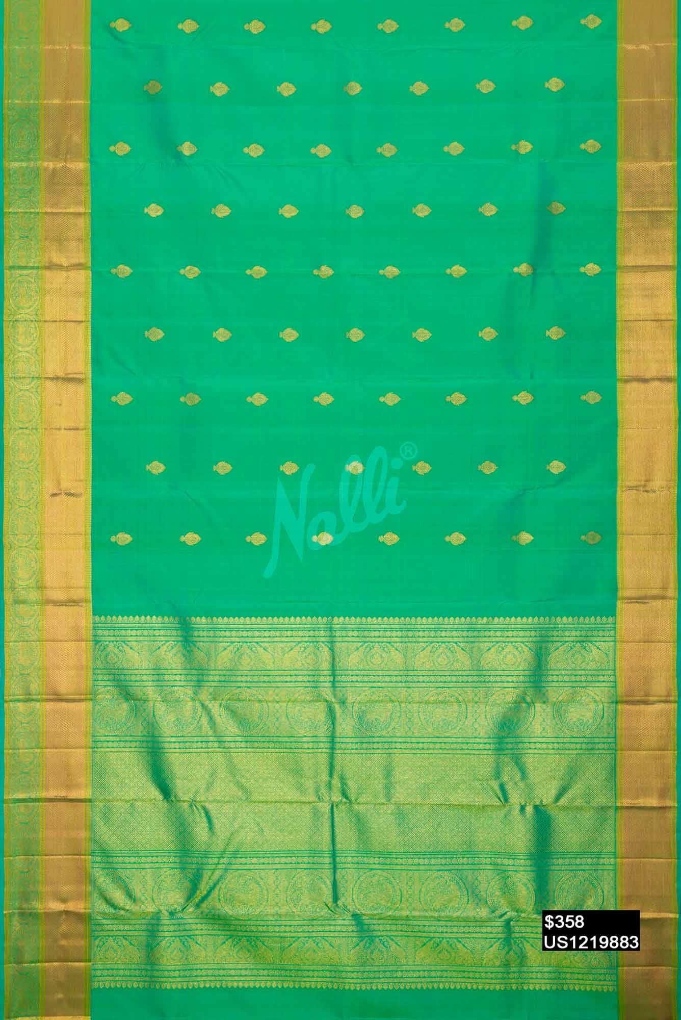 Sea Green Kanchipuram Silk Saree