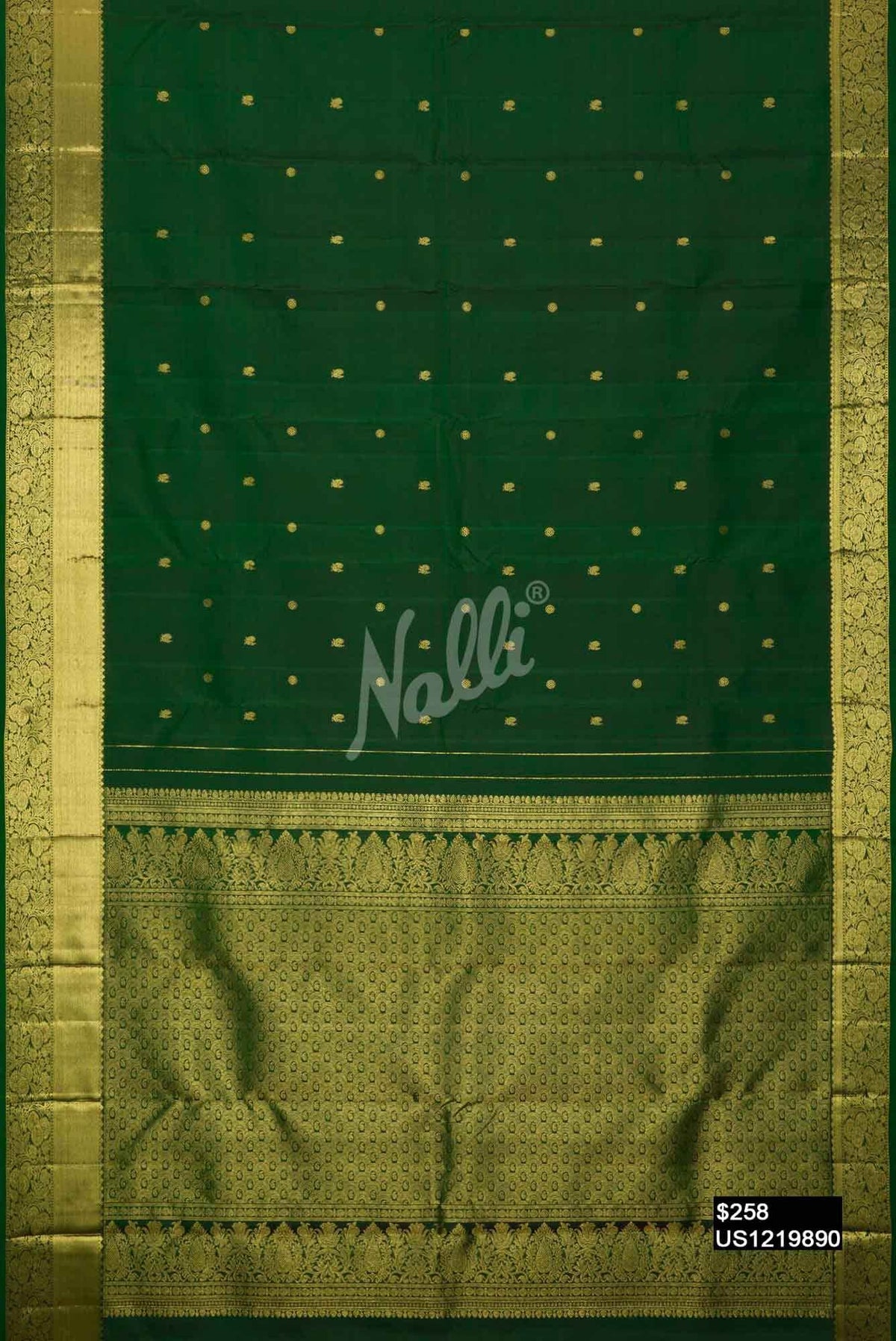 Bottle Green Kanchipuram Silk Saree