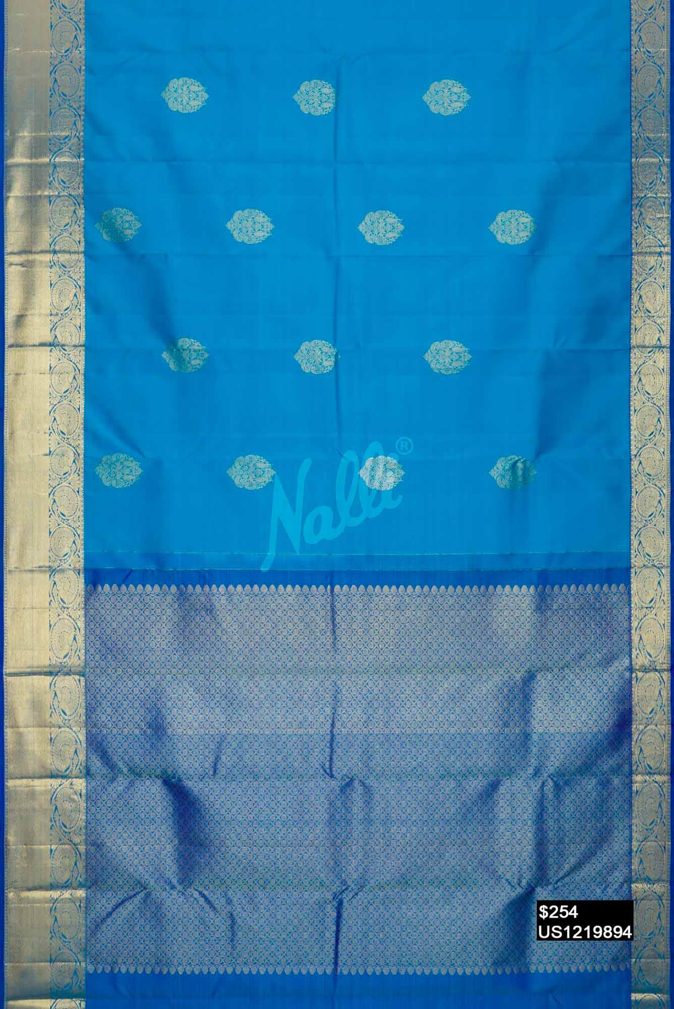 Sky Blue Kanchipuram Silk Saree