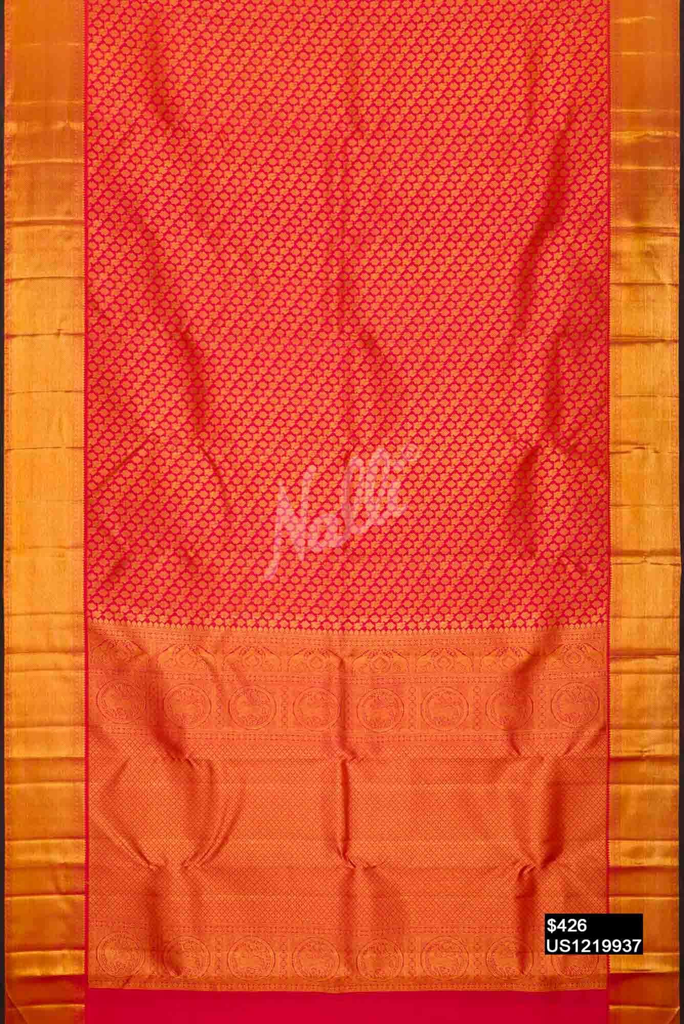 Orange Kanchipuram Silk Saree