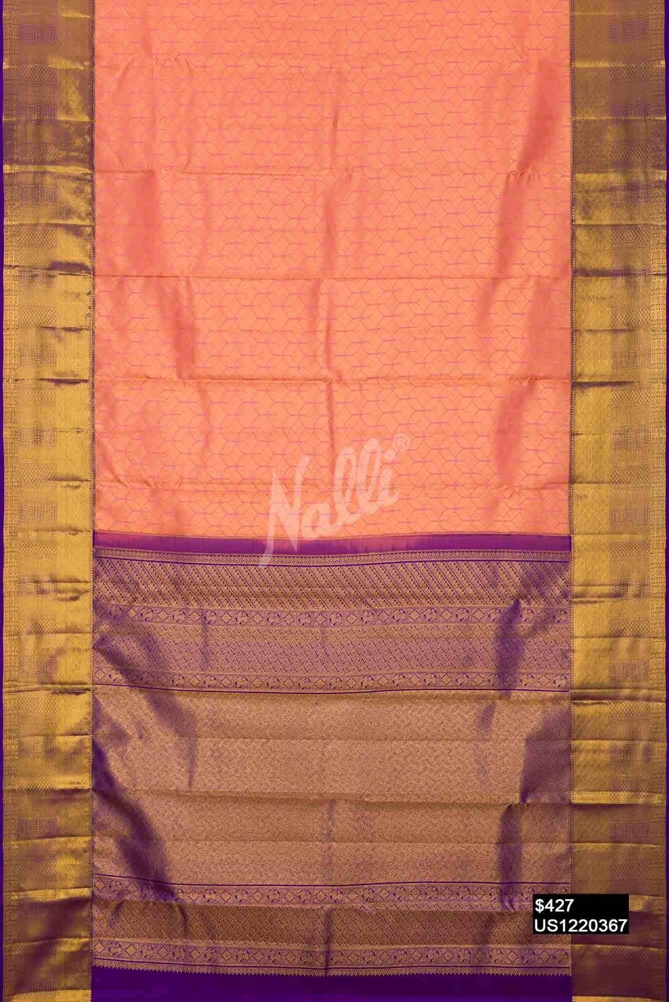 Peach Kanchipuram Silk Saree