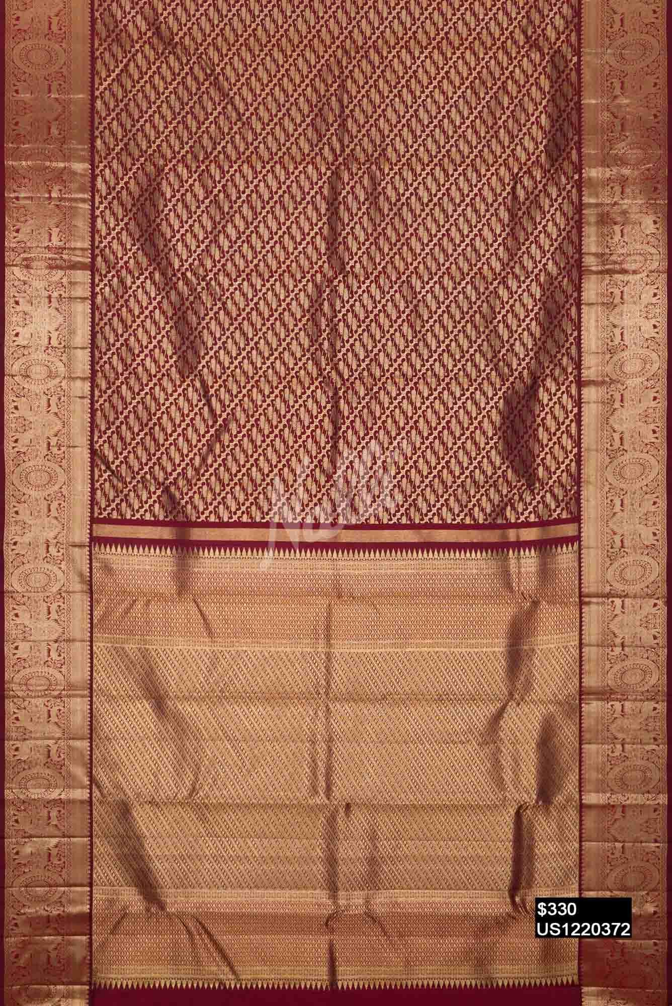 Maroon Kanchipuram Silk Saree