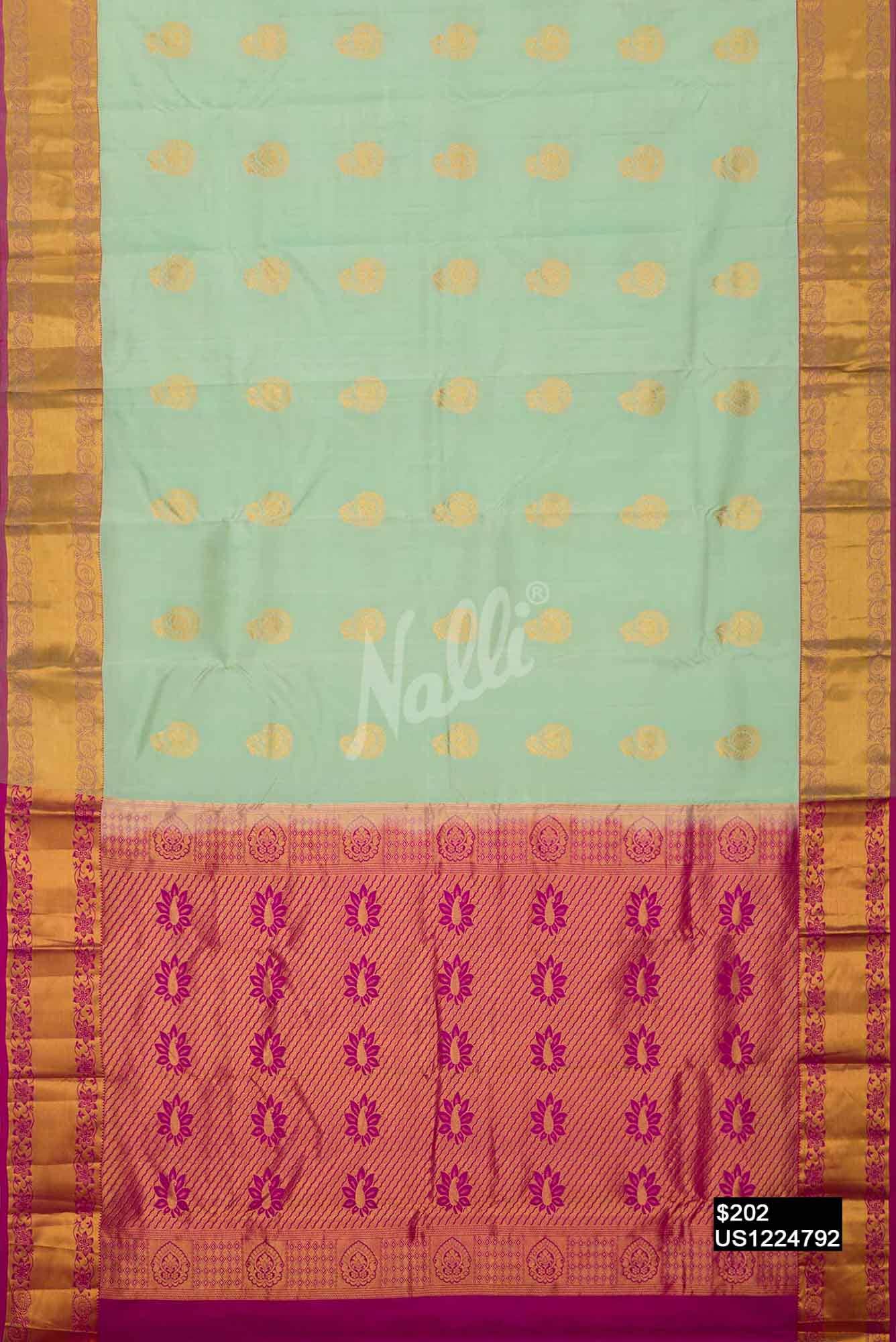 Pista Green Kanchipuram Silk Saree