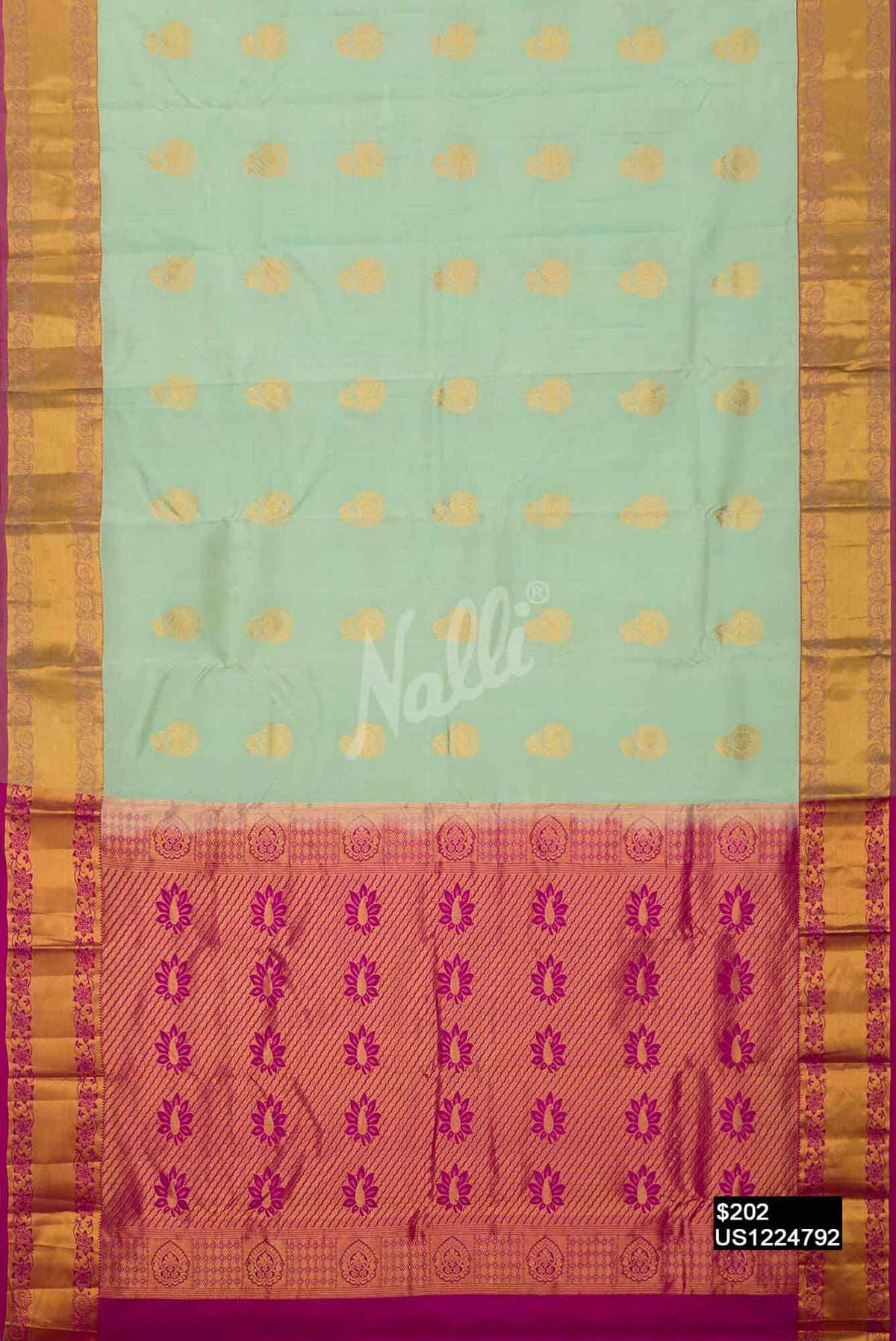 Pista Green Kanchipuram Silk Saree