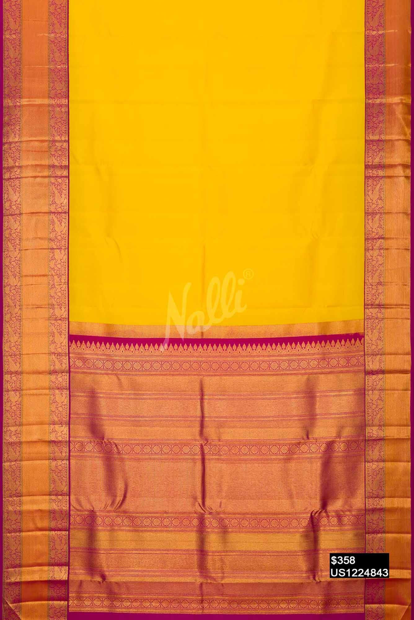 Yellow Kanchipuram Silk Saree