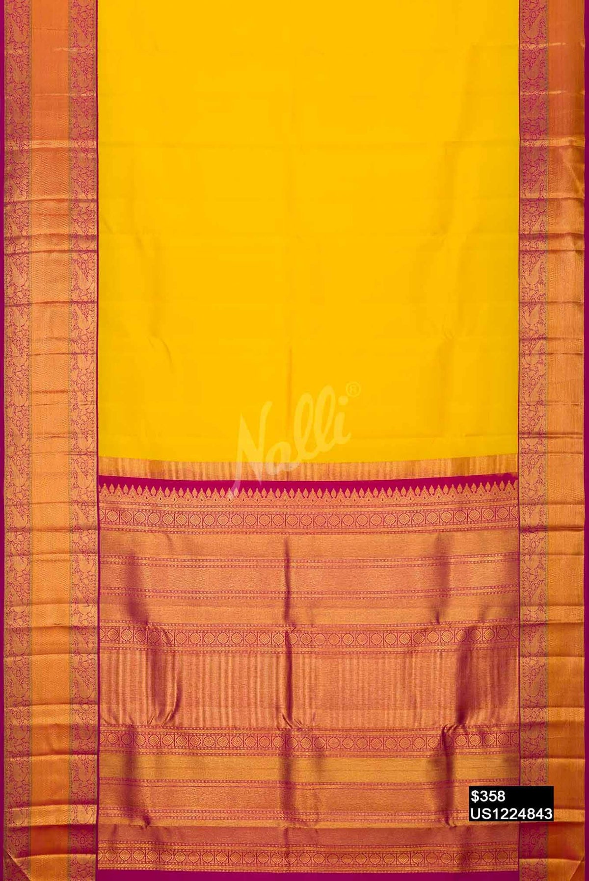 Yellow Kanchipuram Silk Saree