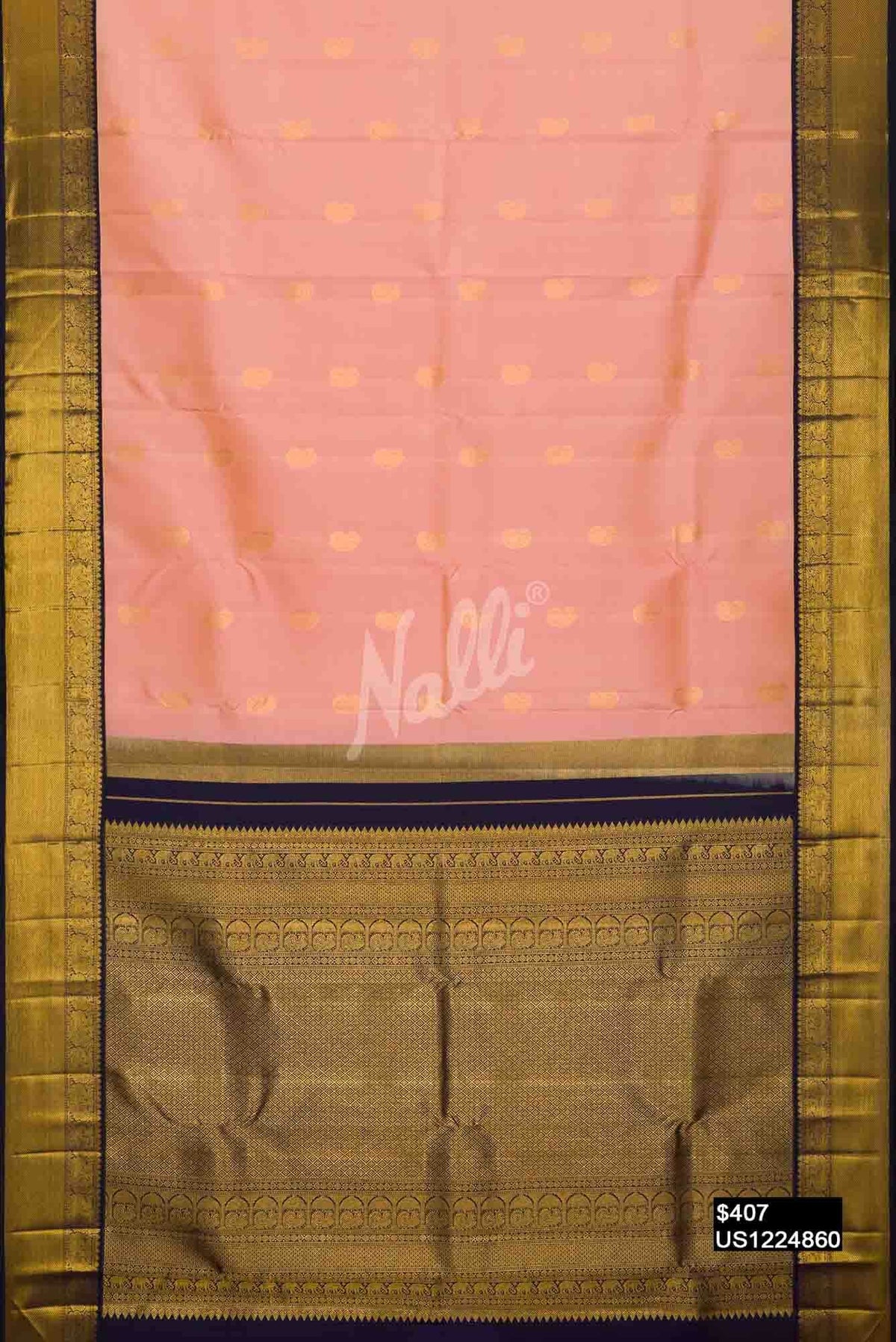 Peach Kanchipuram Silk Saree