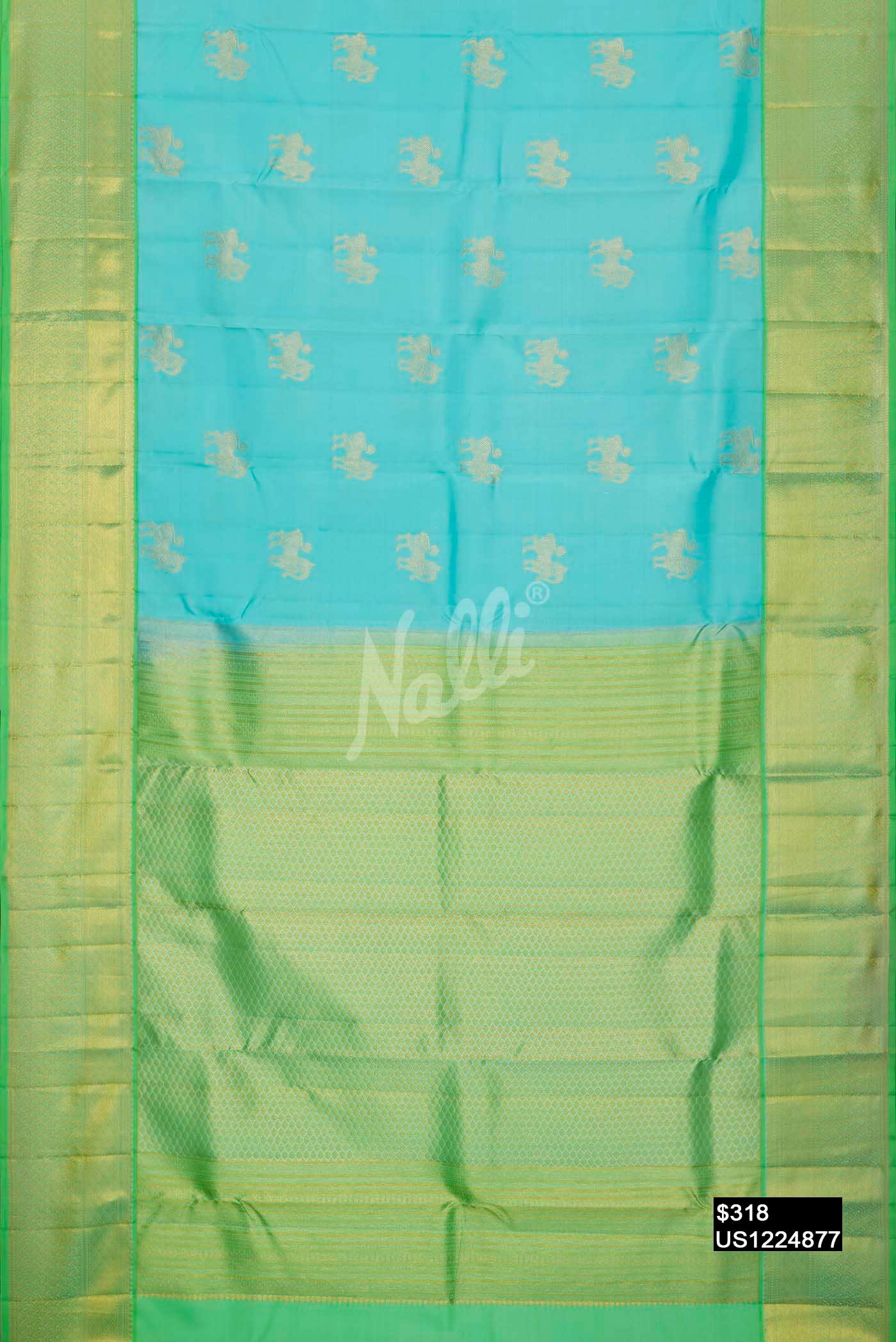 Sky Blue Kanchipuram Silk Saree