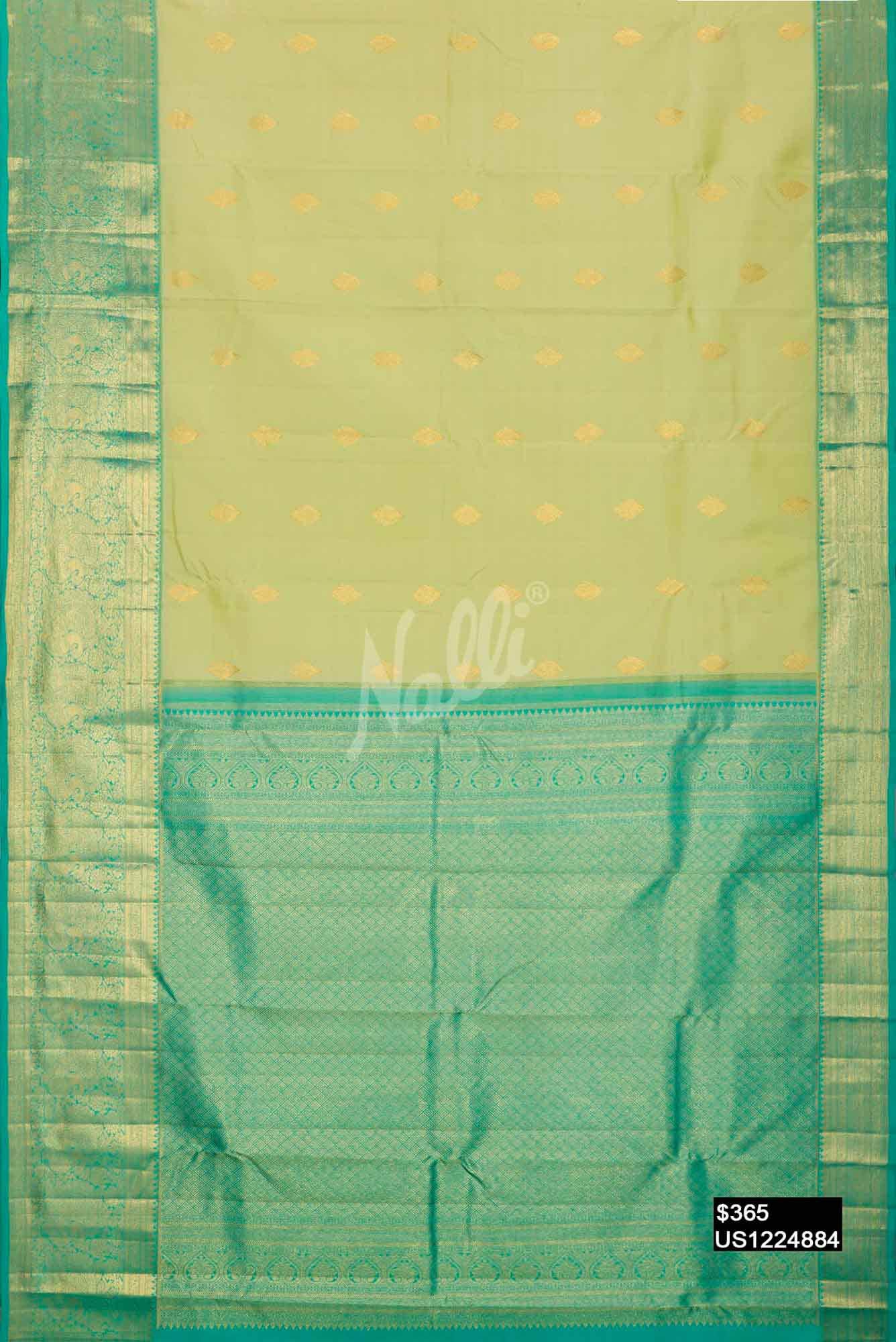 Pista Green Kanchipuram Silk Saree