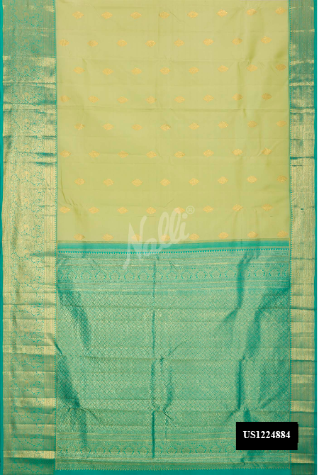 Pista Green Kanchipuram Silk Saree