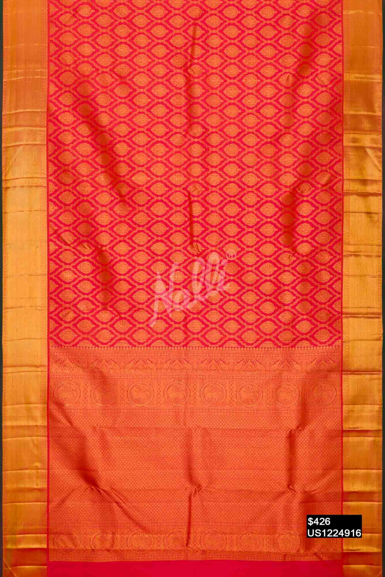 Orange Kanchipuram Silk Saree