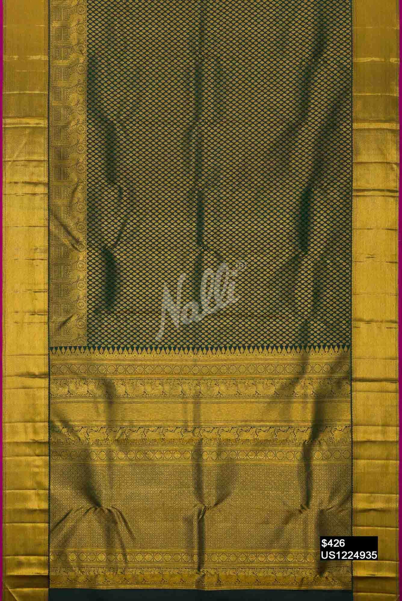 Bottle Green Kanchipuram Silk Saree