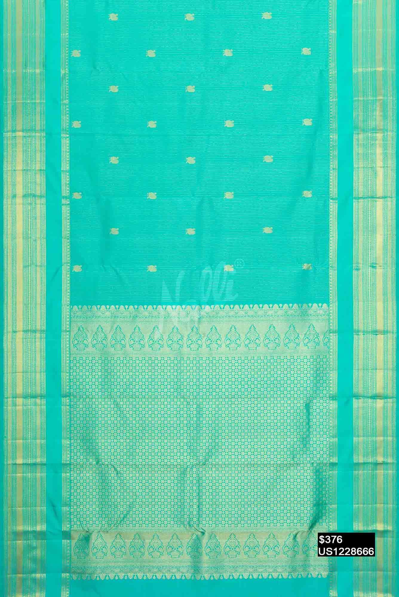 Sea Green Kanchipuram Silk Saree