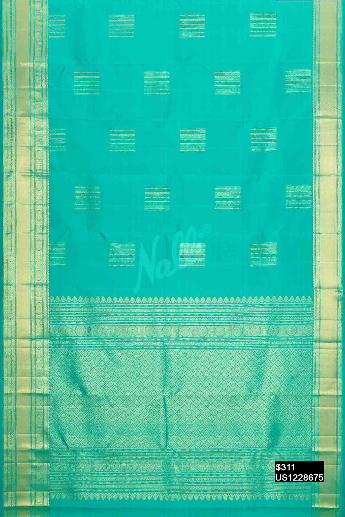 Sea Green Kanchipuram Silk Saree