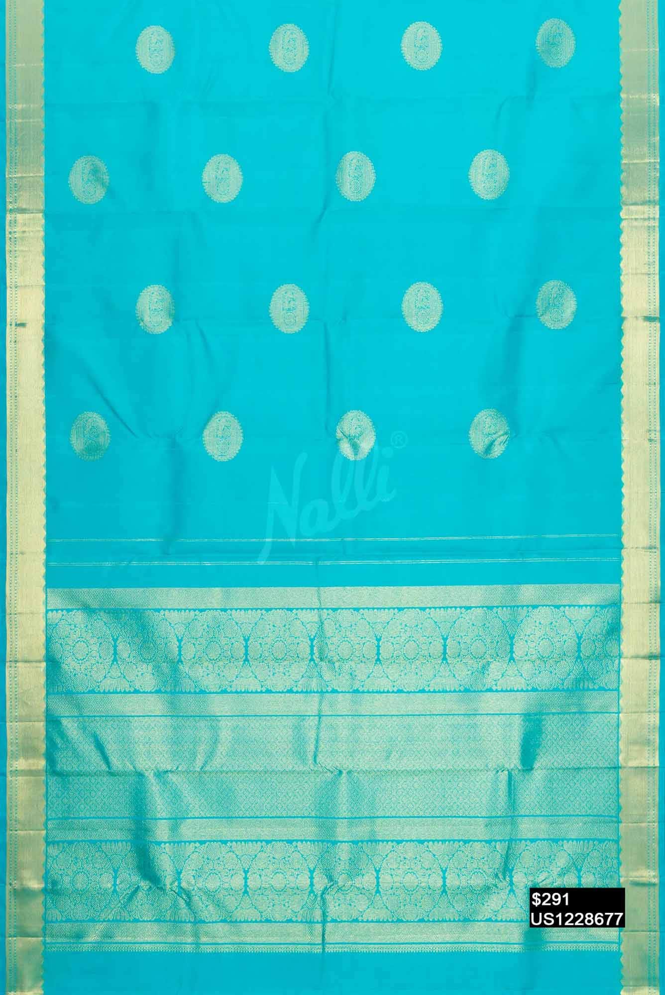 Sky Blue Kanchipuram Silk Saree