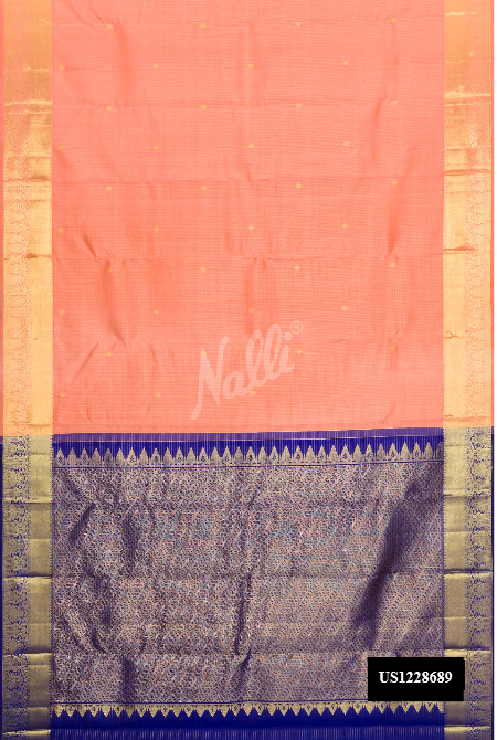 Golden Peach Kanchipuram Silk Saree