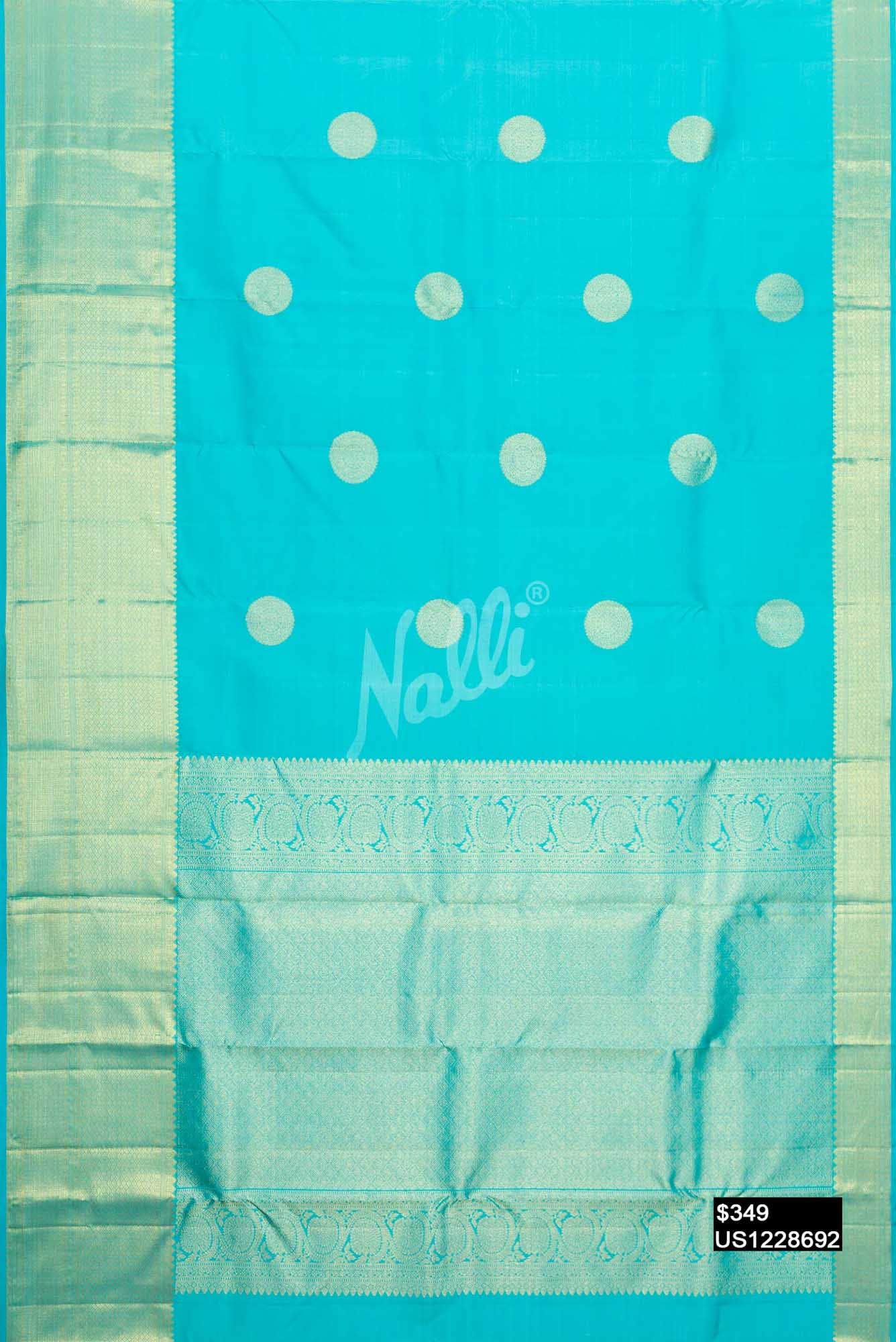 Sky Blue Kanchipuram Silk Saree