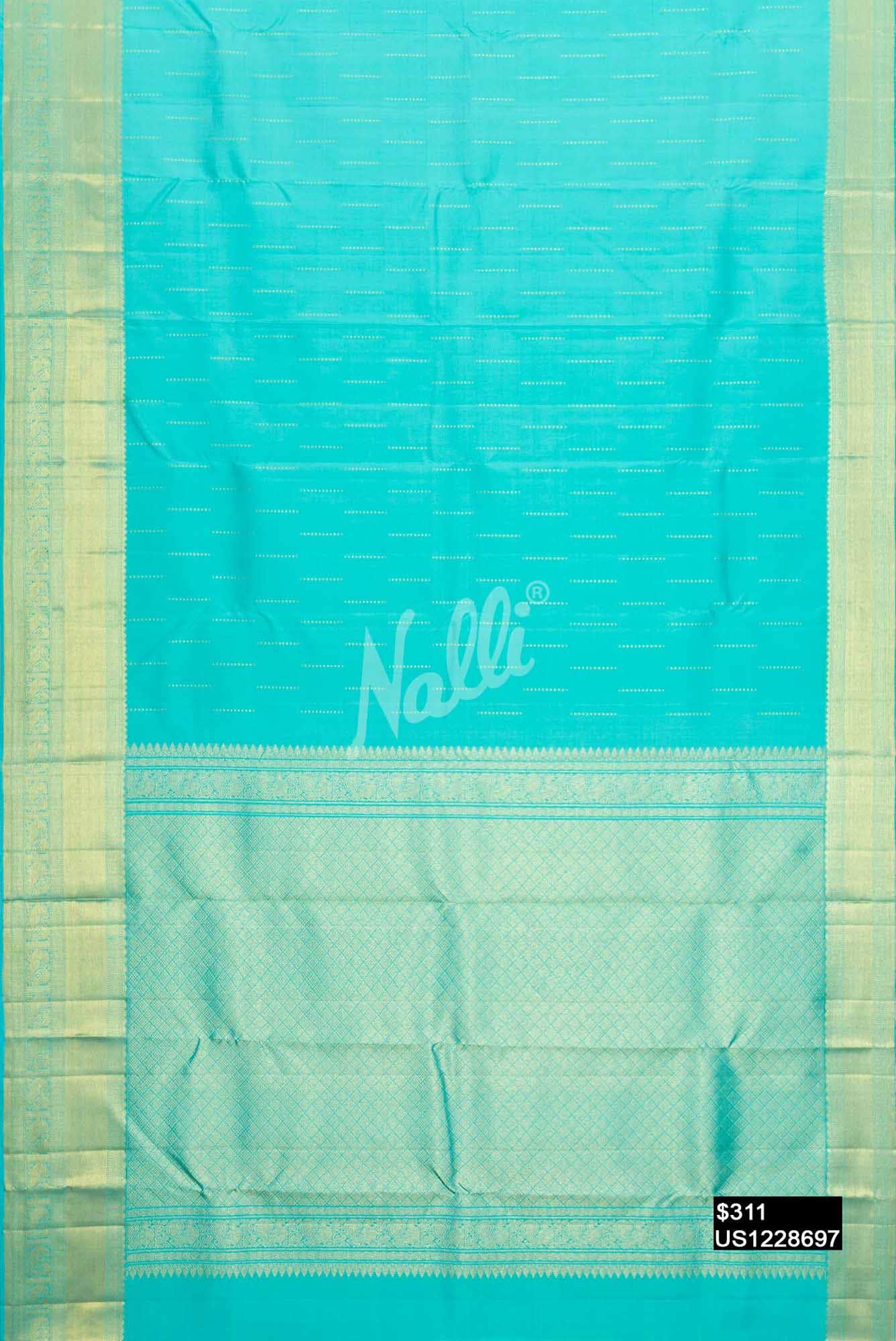 Sky Blue Kanchipuram Silk Saree
