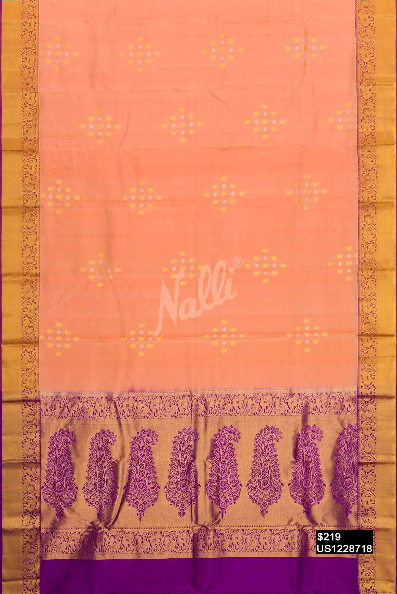 Peach Kanchipuram Silk Saree