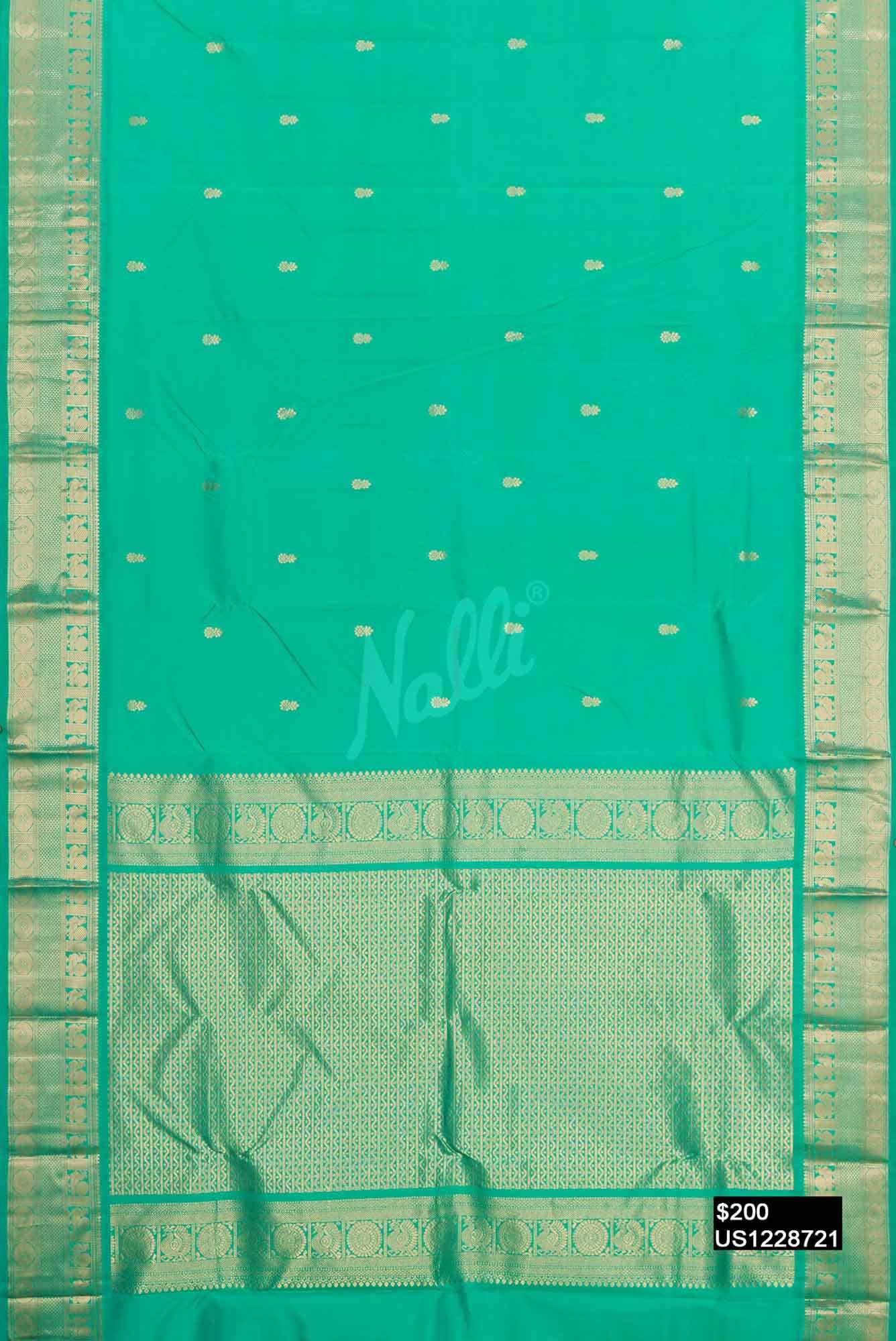Sea Green Kanchipuram Silk Saree