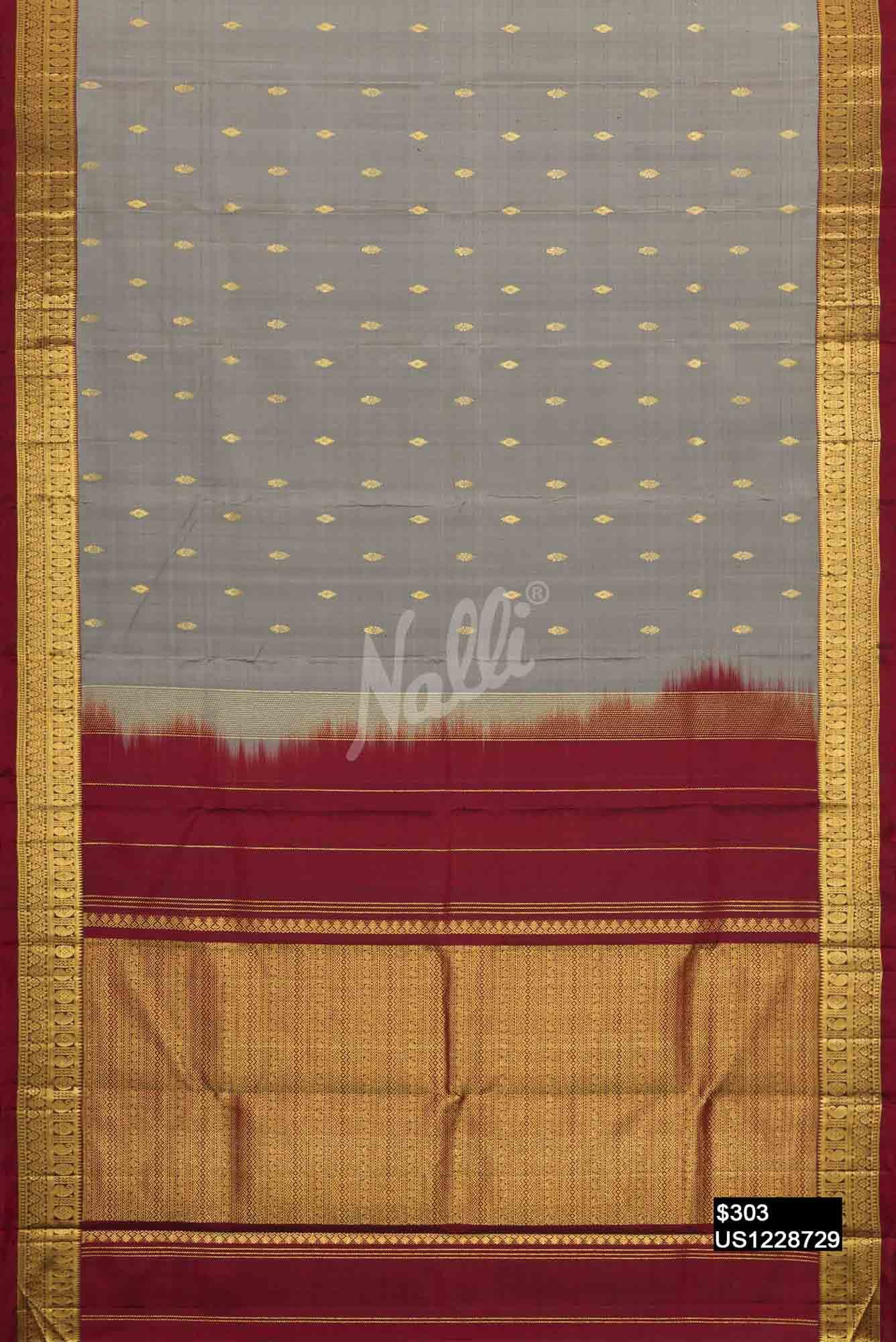 Grey Kanchipuram Silk Saree