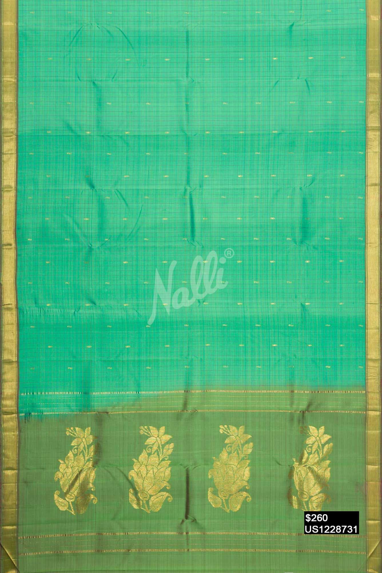 Sea Green Kanchipuram Silk Saree