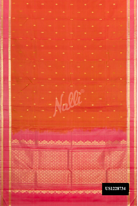 Brick Orange Kanchipuram Silk Saree
