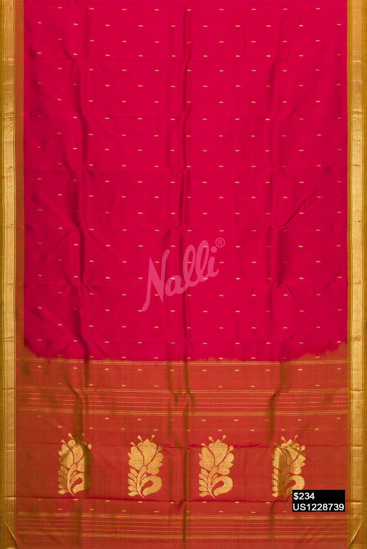 Dark Pink Kanchipuram Silk Saree