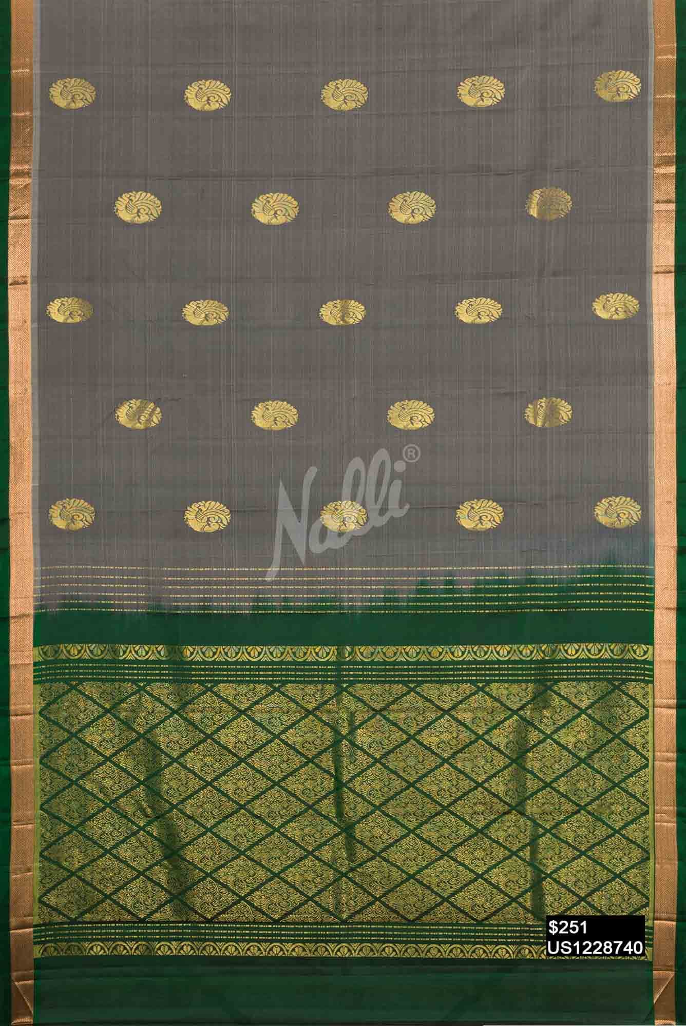 Grey Kanchipuram Silk Saree