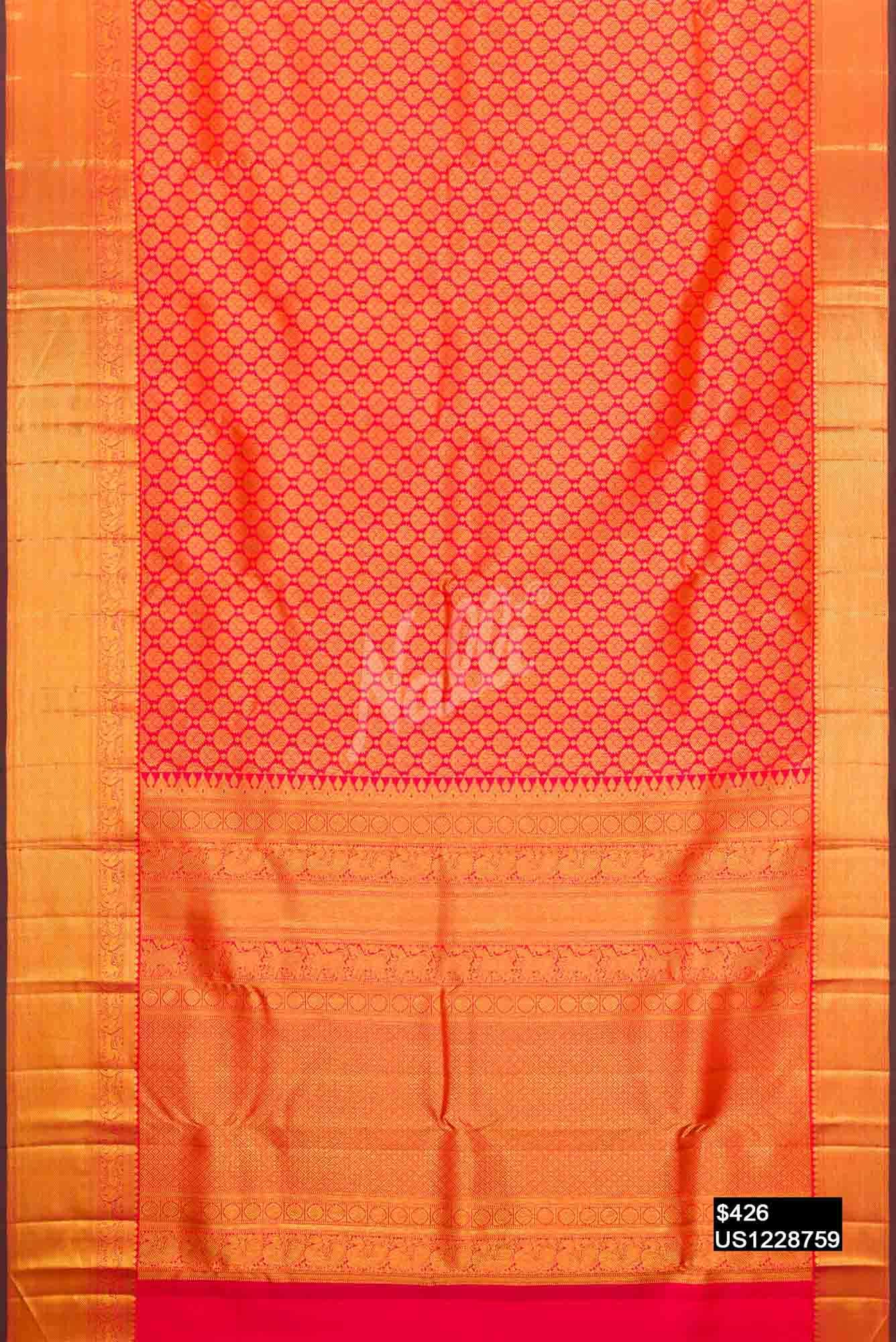 Orange Kanchipuram Silk Saree