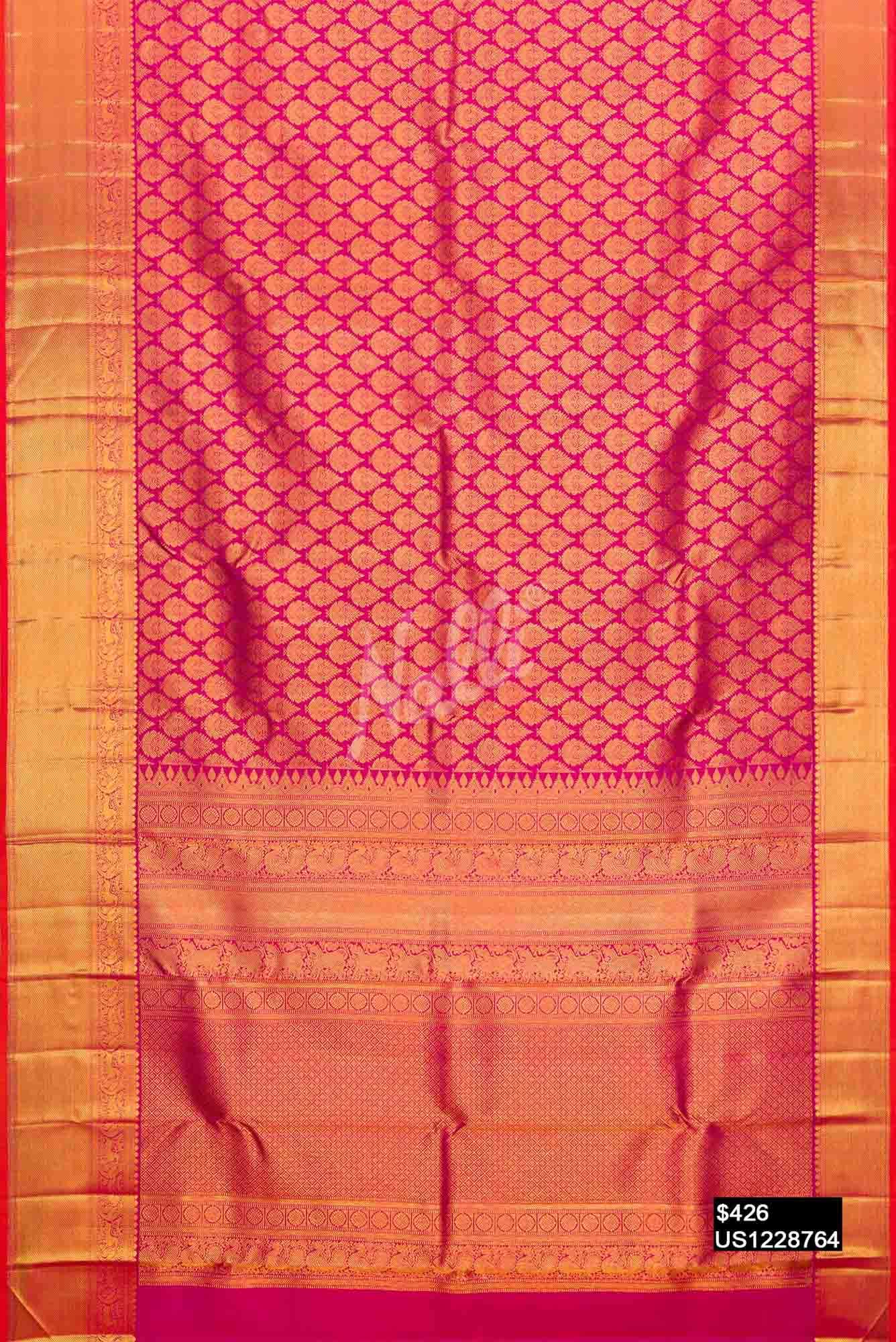 Dark Pink Kanchipuram Silk Saree